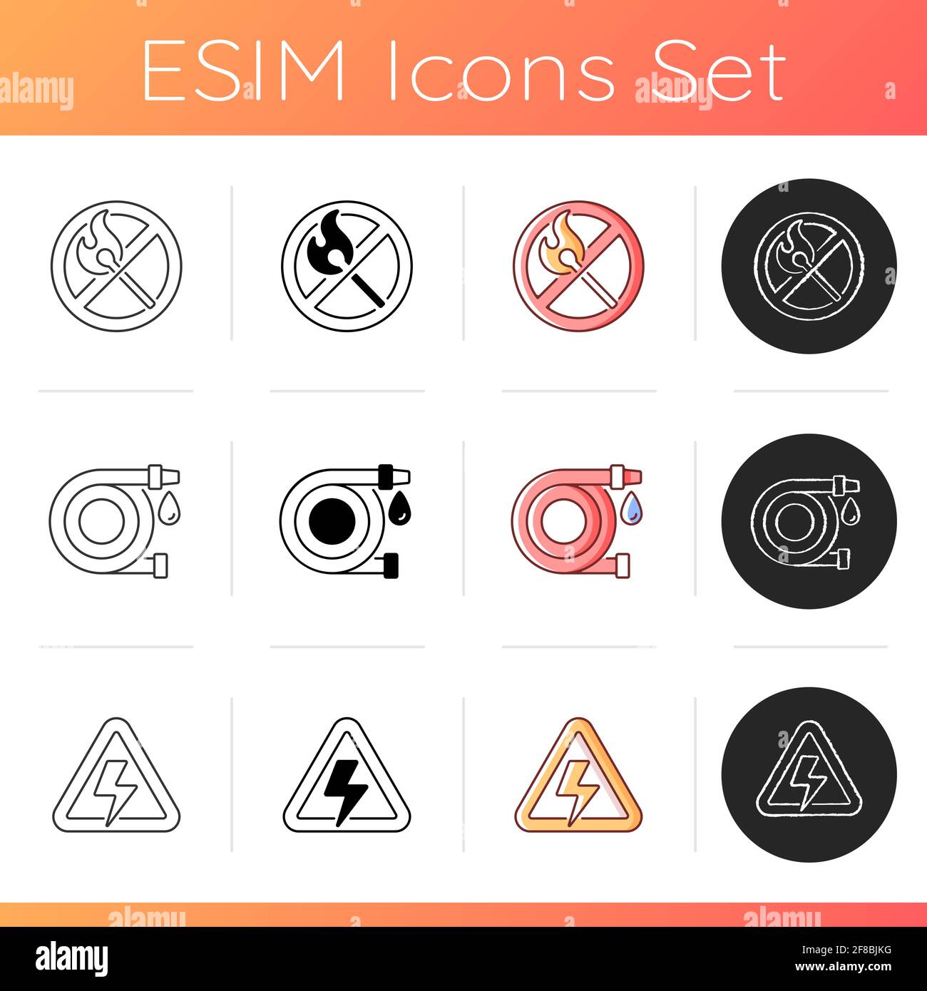 Evitare che vengano impostate le icone di pericolo di incendio Illustrazione Vettoriale