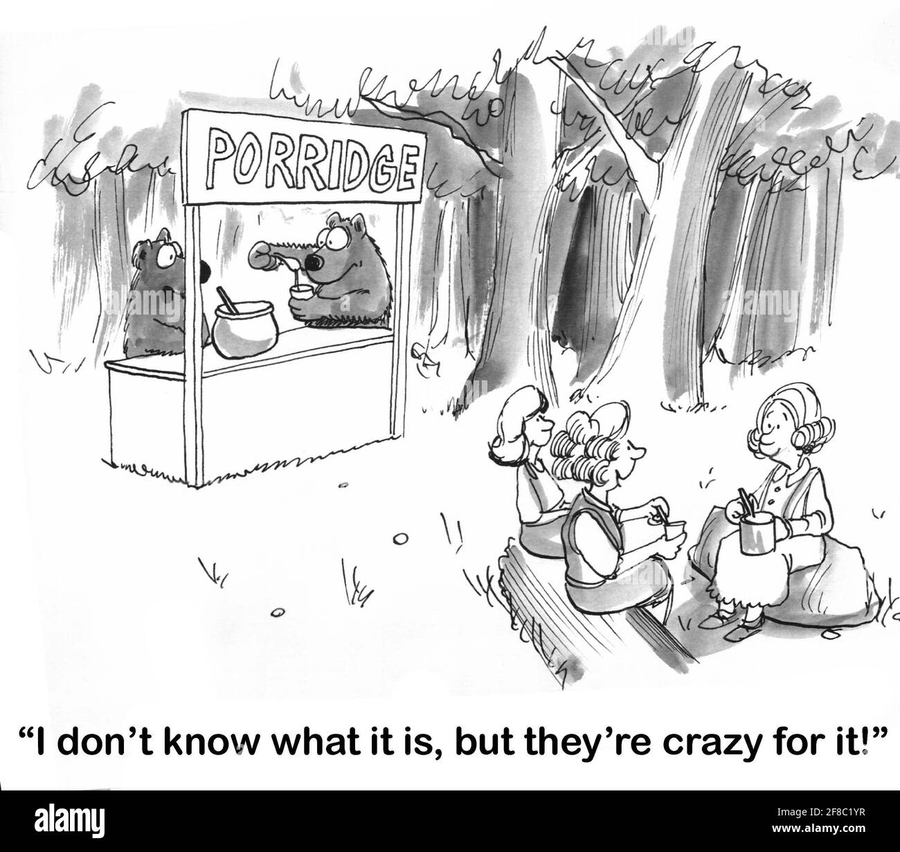 Gli orsi servono porridge in boschi. Foto Stock