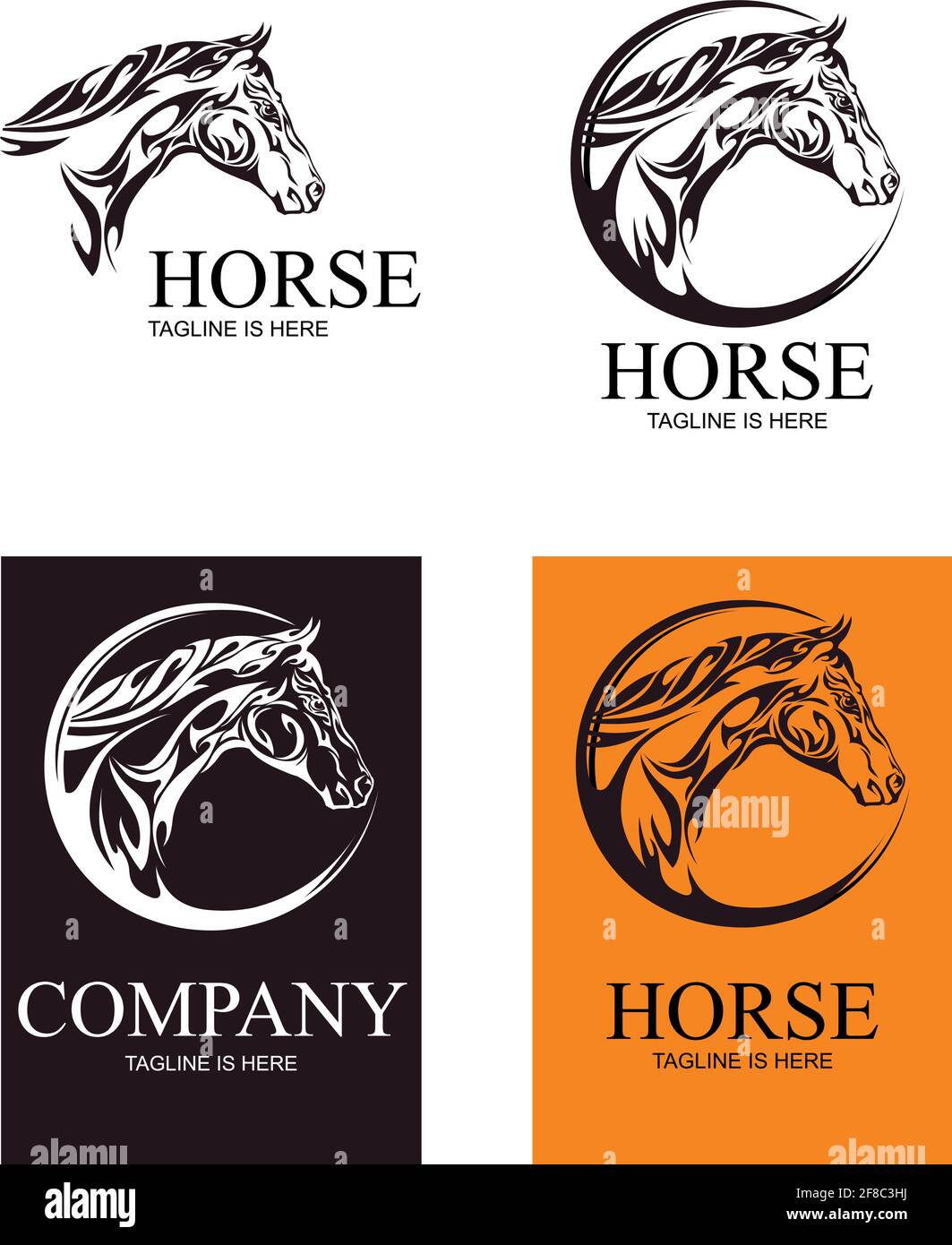 Immagine testa a cavallo, immagine grafica per logo, marchio, marchio Illustrazione Vettoriale