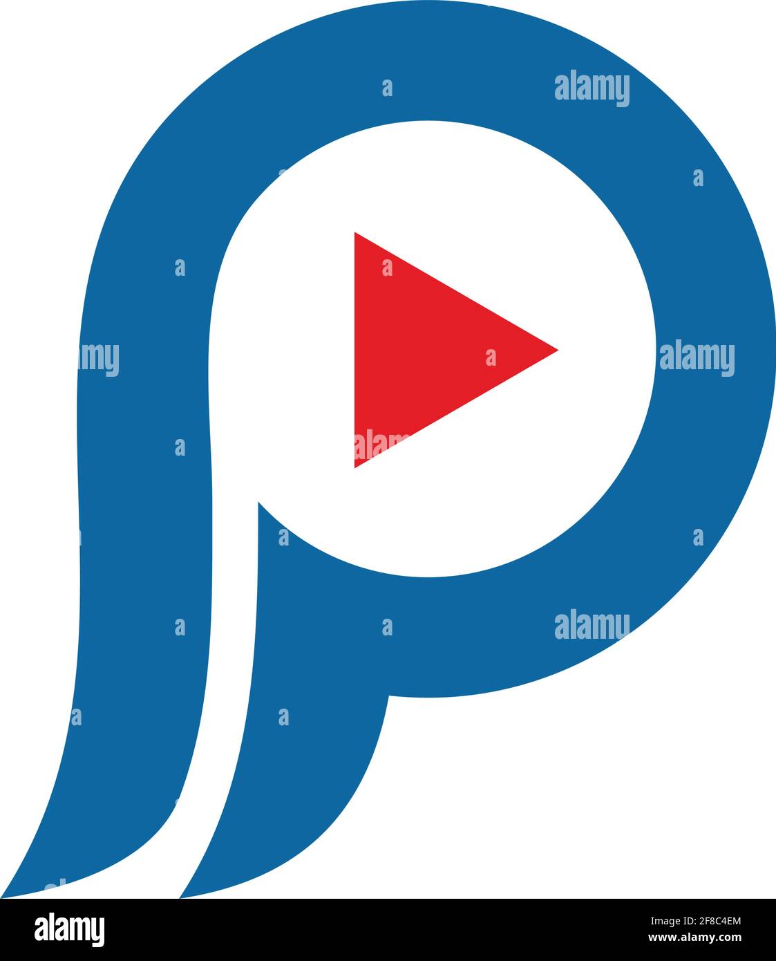 Design grafico vettoriale del concetto di icona del logo Letter P play Illustrazione Vettoriale