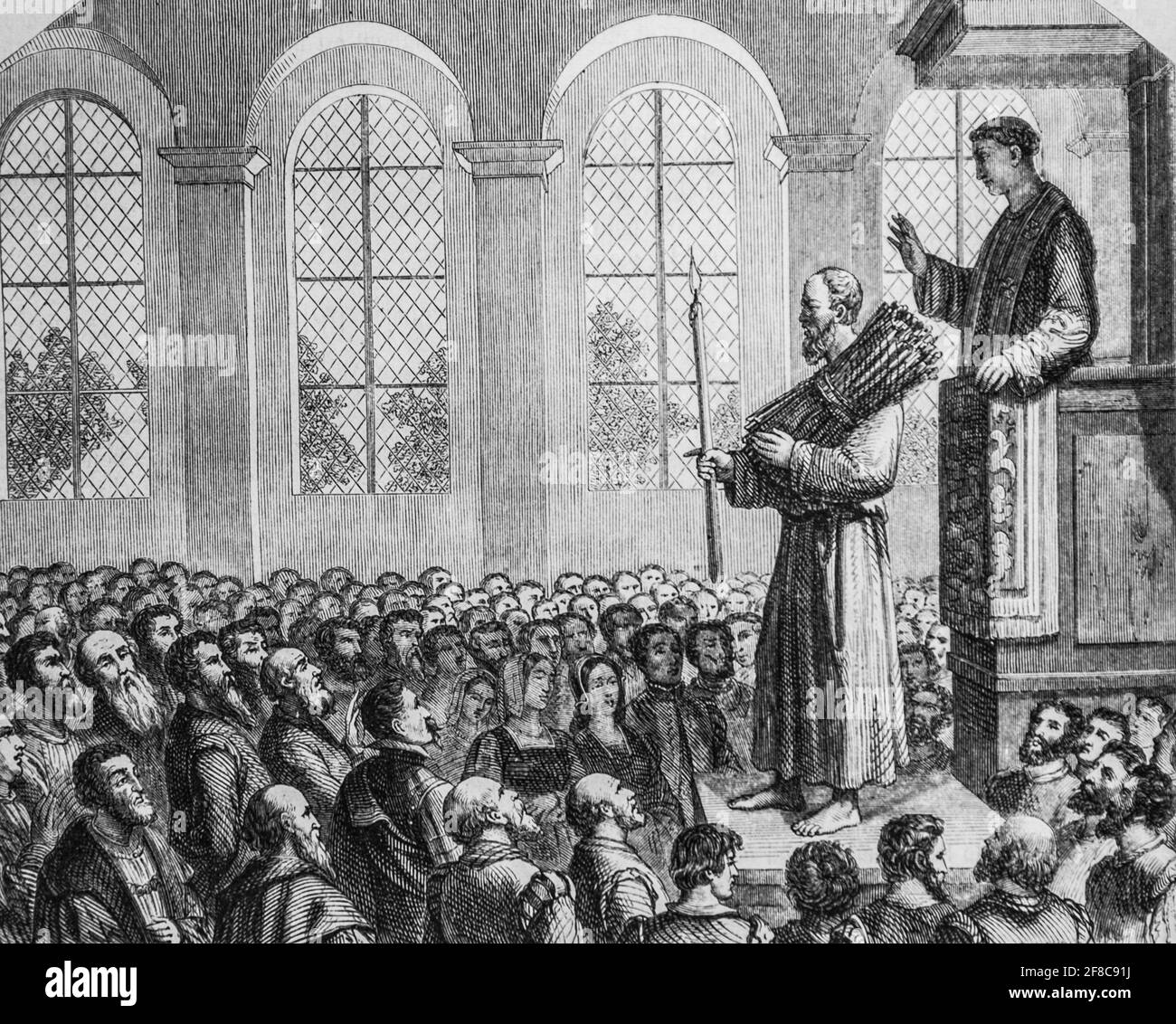 penitence public de james bainham a saint paul, le magazin pittoresque par m. edouard charton 1870 Foto Stock