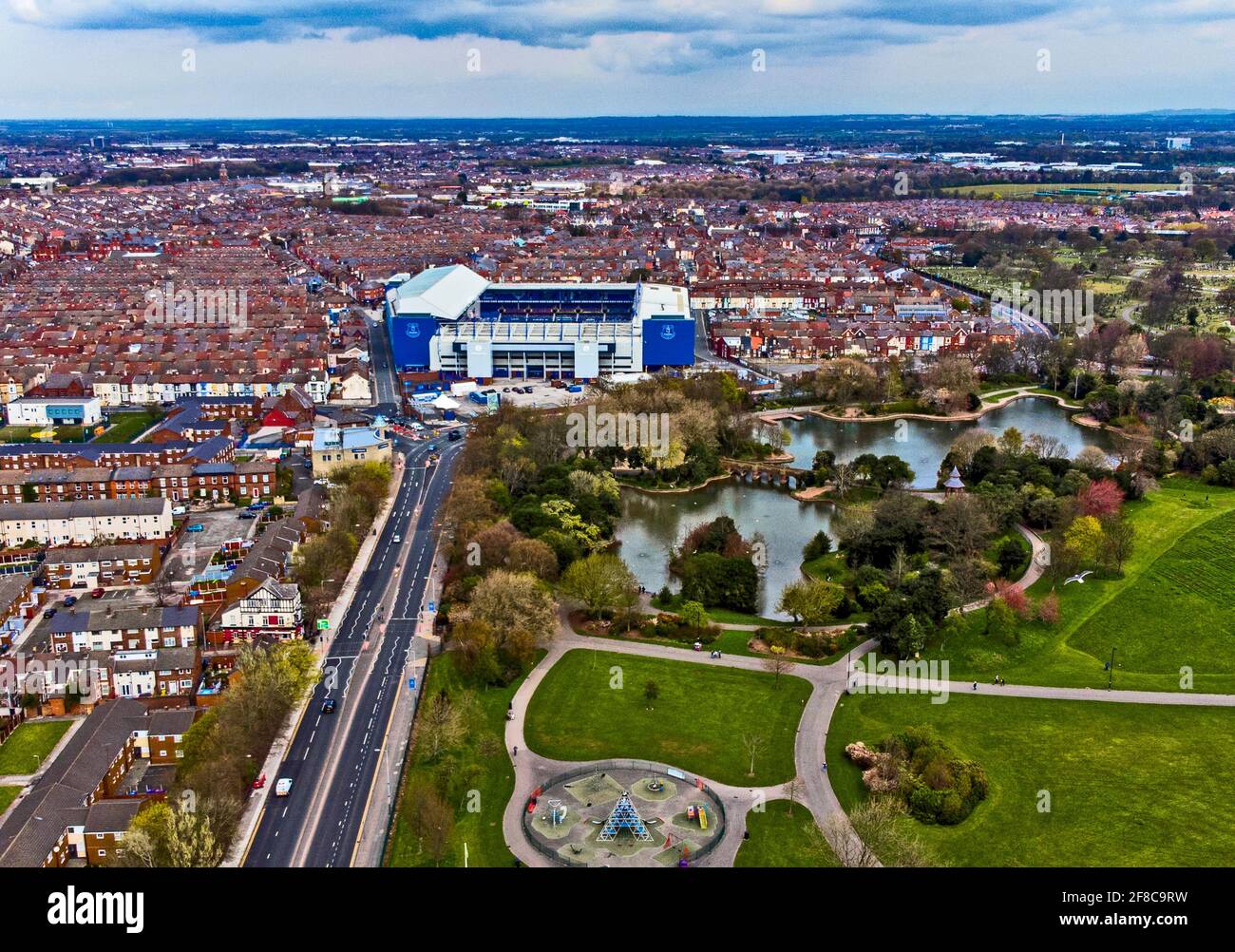 Viste generali del Goodison Park, sede dell'Everton FC. Foto Stock