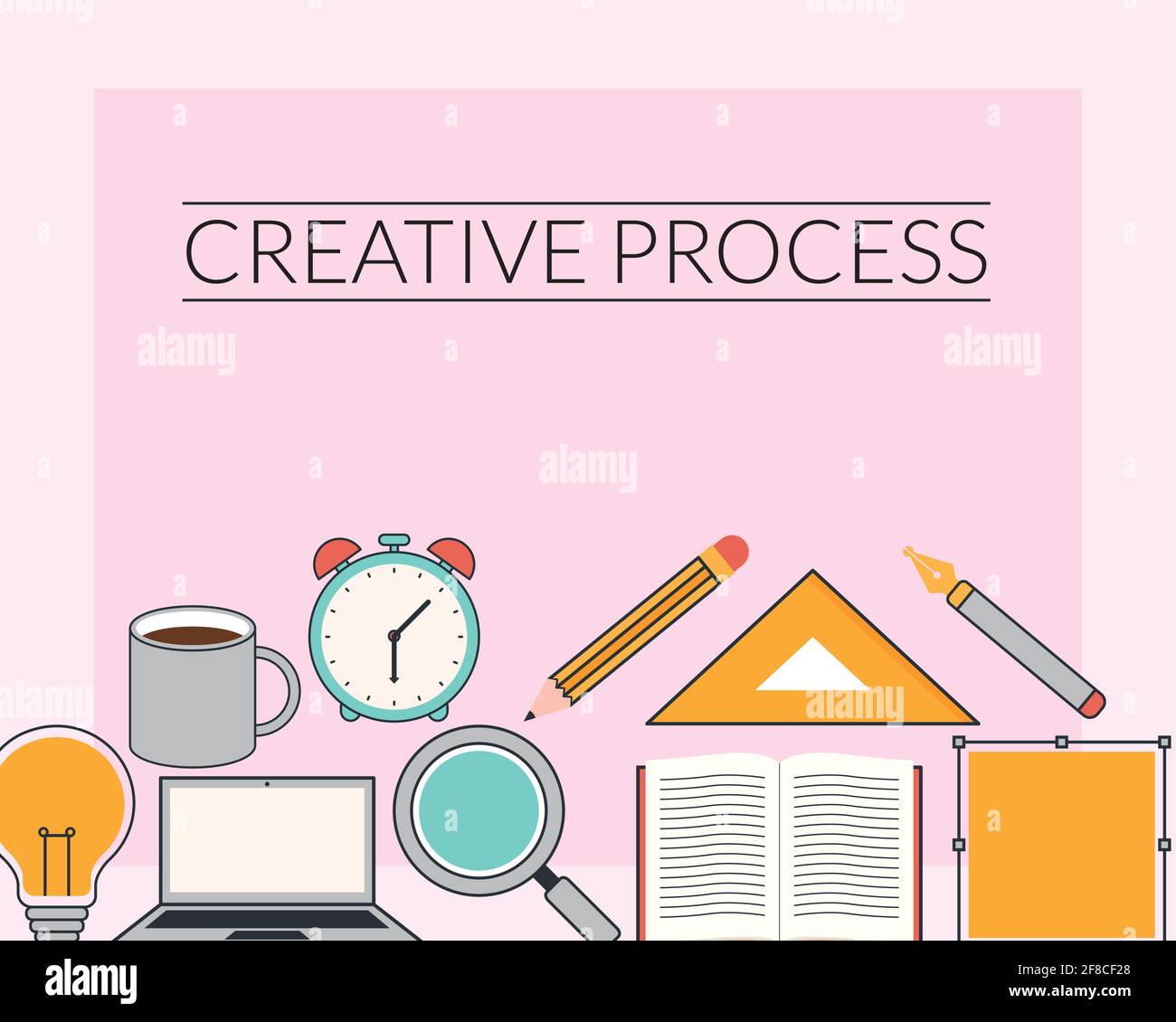 poster del processo creativo Illustrazione Vettoriale