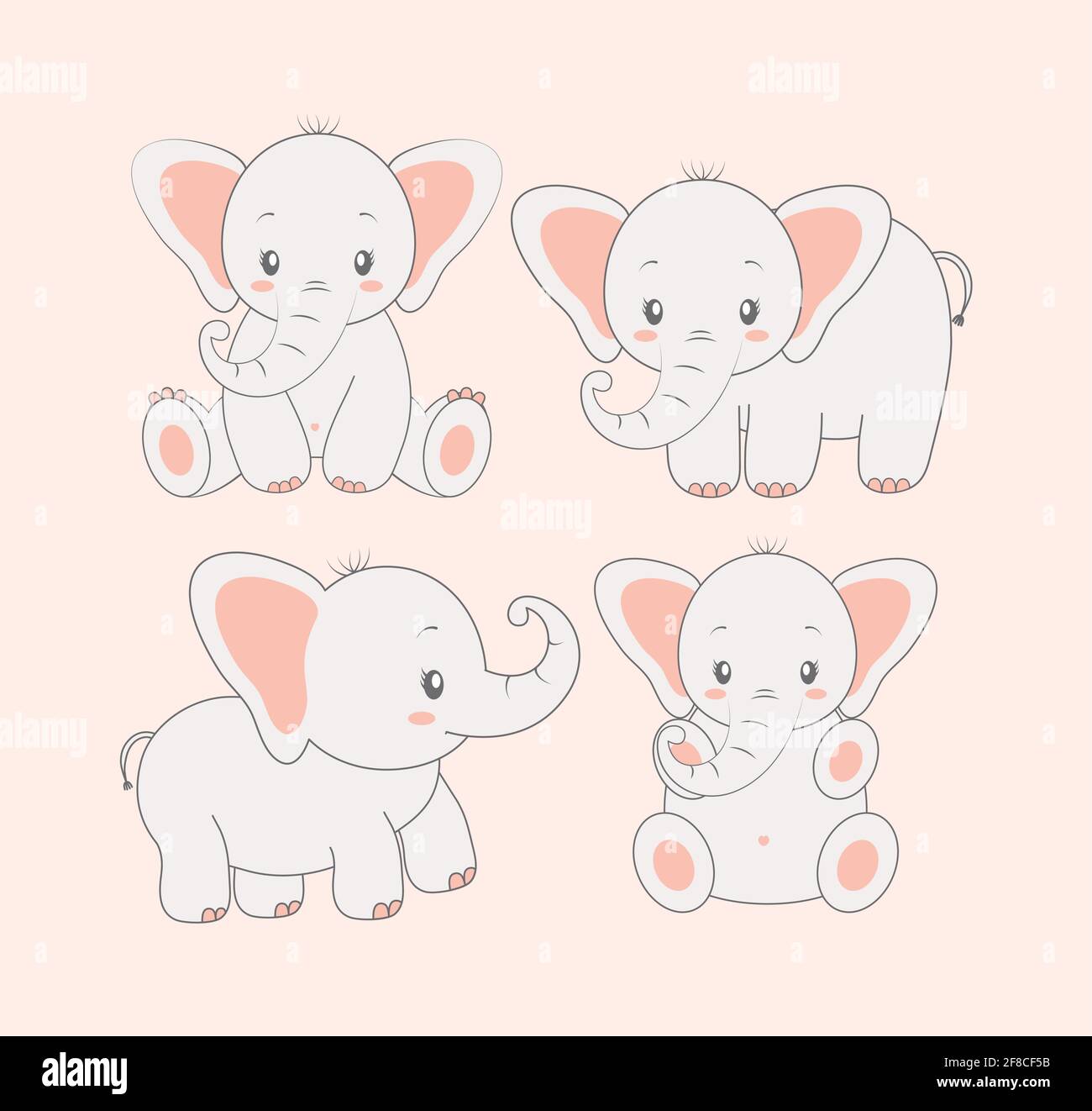 quattro elefanti del bambino Illustrazione Vettoriale