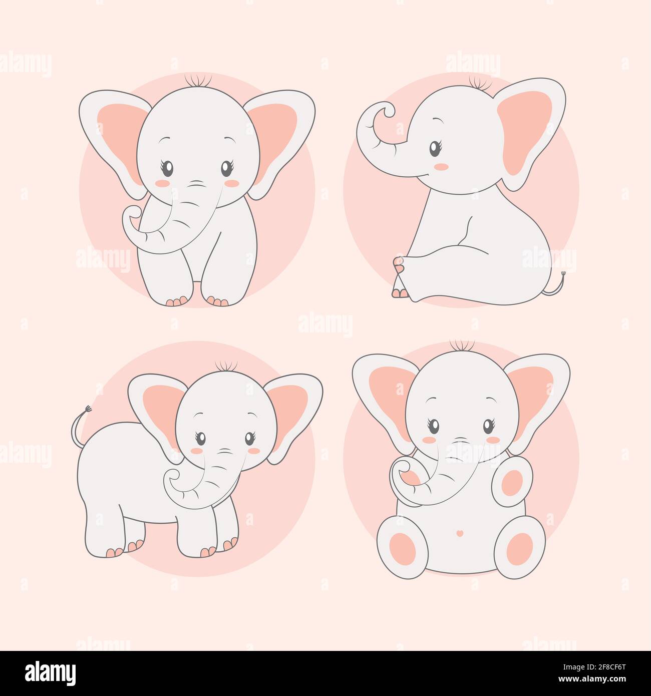 quattro simpatici elefanti Illustrazione Vettoriale