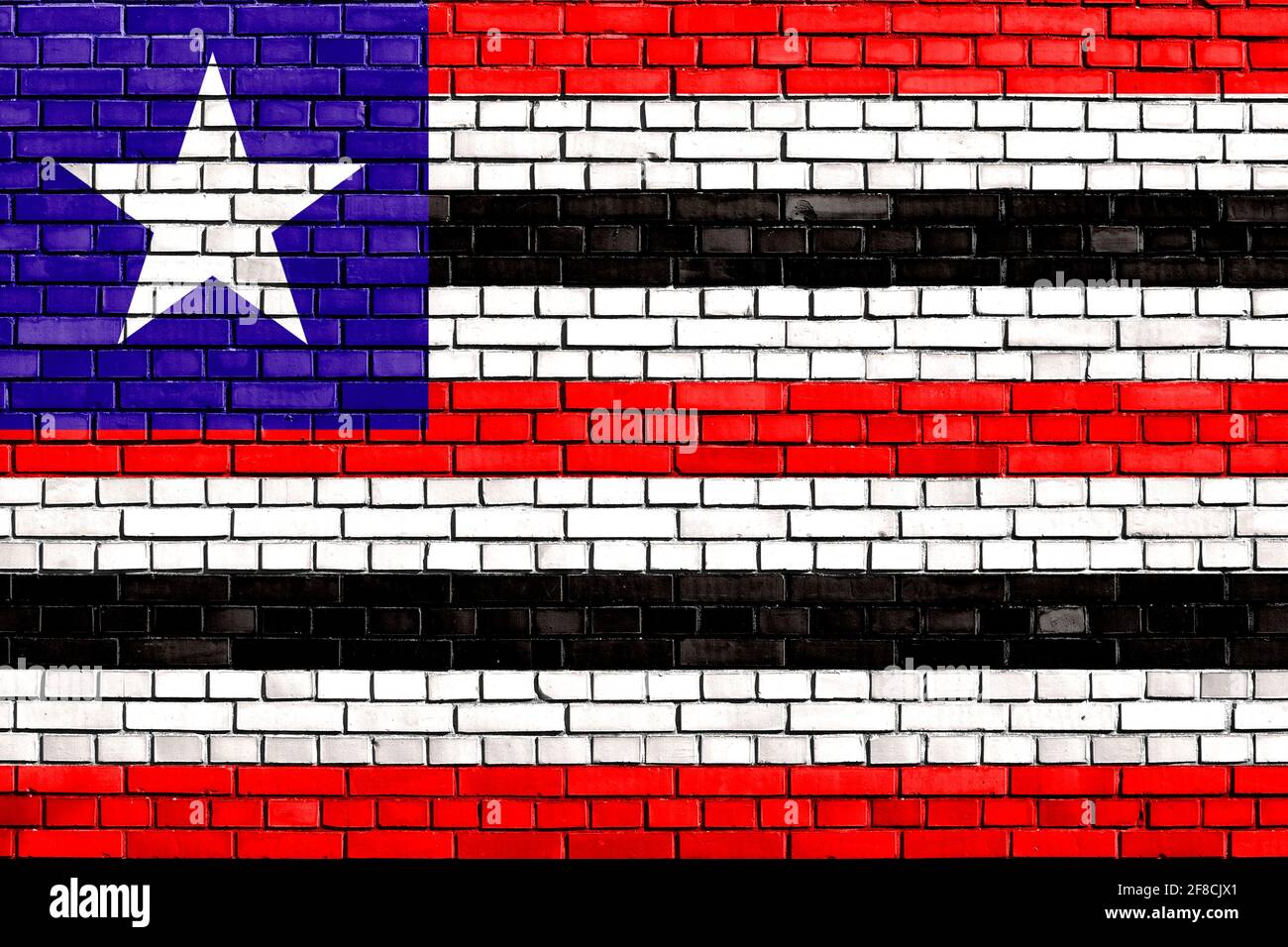 Bandiera di Maranhao, Brasile dipinto su muro di mattoni Foto Stock