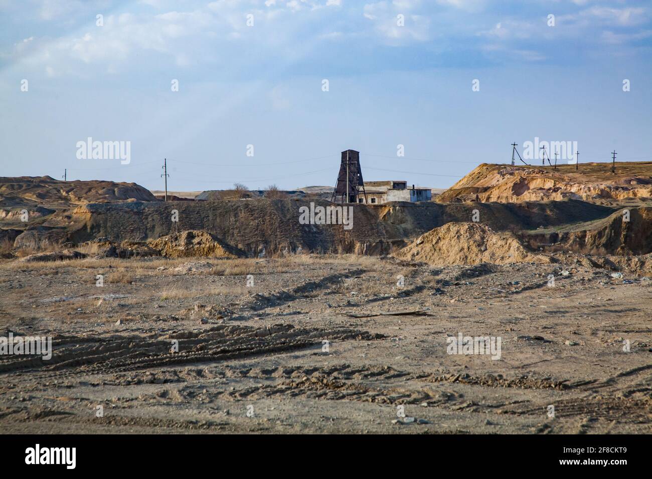 Obsoleta miniera d'oro di Soveit. Steppogorsk, Kazakistan. Foto Stock