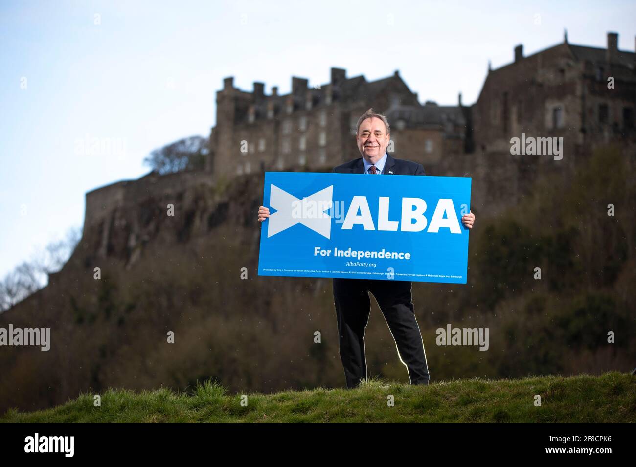 Stirling, Scozia, Regno Unito. 13 Apr 2021. NELLA FOTO: Alba Party leader, Rt Hon Alex Salmond svela i suoi candidati per la regione di Mid Scotland e Fife. PIC Credit: Colin Fisher/Alamy Live News Foto Stock