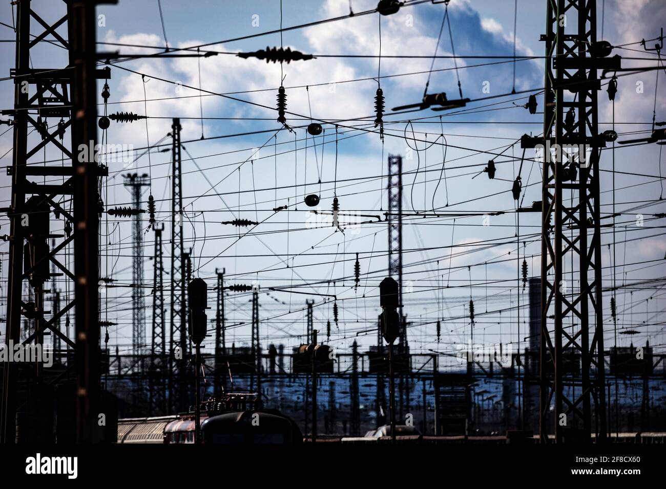 Trasporto ferroviario. Industria globale e internazionale del trasporto merci. Stazione ferroviaria. Foto Stock