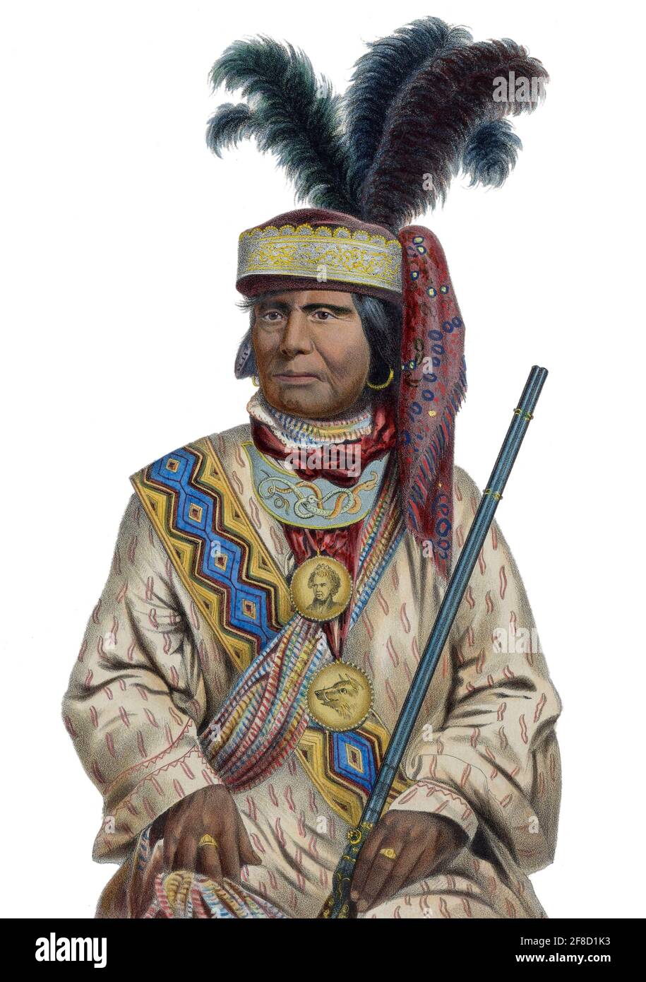Il capo Billy Bowlegs (Holato Koniphatco Micco) (1810-c1859), noto anche come Billy Bolek, è stato un leader dei seminari in Florida durante la seconda e la terza guerra di Seminole contro gli Stati Uniti. Uno degli ultimi leader di Seminole a resistere, si trasferì nel territorio indiano nell'attuale Oklahoma. Foto Stock