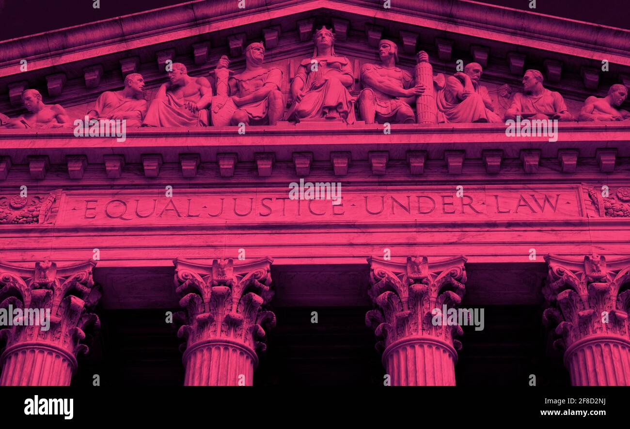 Il Palazzo della Corte Suprema degli Stati Uniti a Washington, D.C., colorato digitalmente per l'effetto artista. Foto Stock