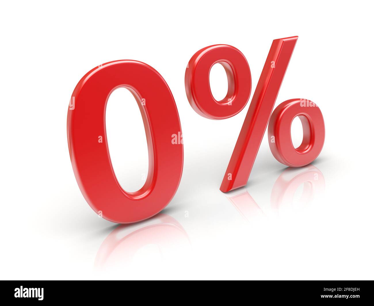 Simbolo percentuale zero. immagine 3d Foto Stock