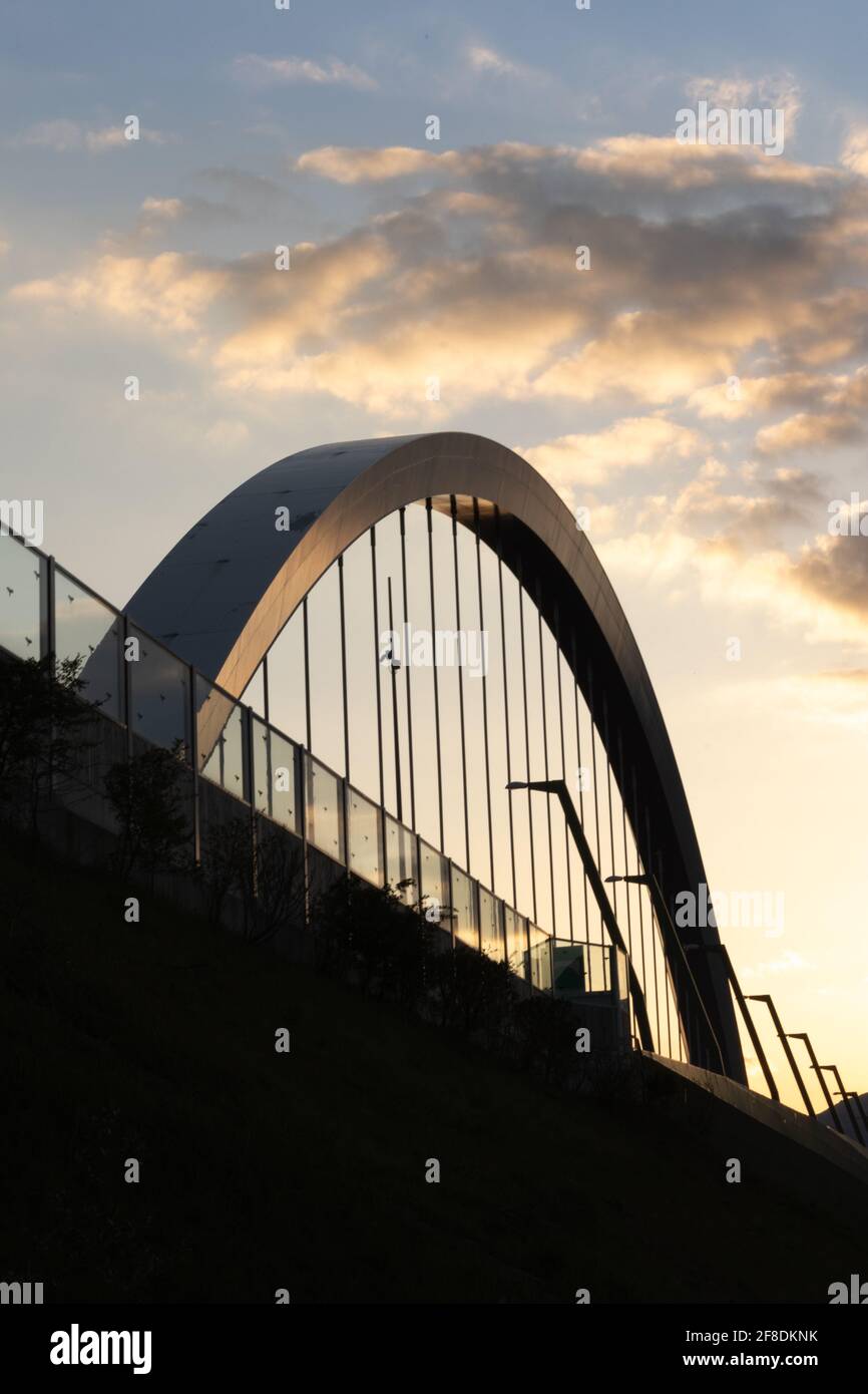Il Viadotto Marchetti Viadotto sull'autostrada d'Ivrea nella regione del Canavese in Piemonte, vicino Torino in Piemonte Foto Stock