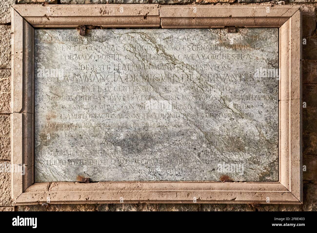 Pittura con iscrizione nell'antico teatro romano della città di Sagunto, in provincia di Valencia, Spagna, Europa Foto Stock