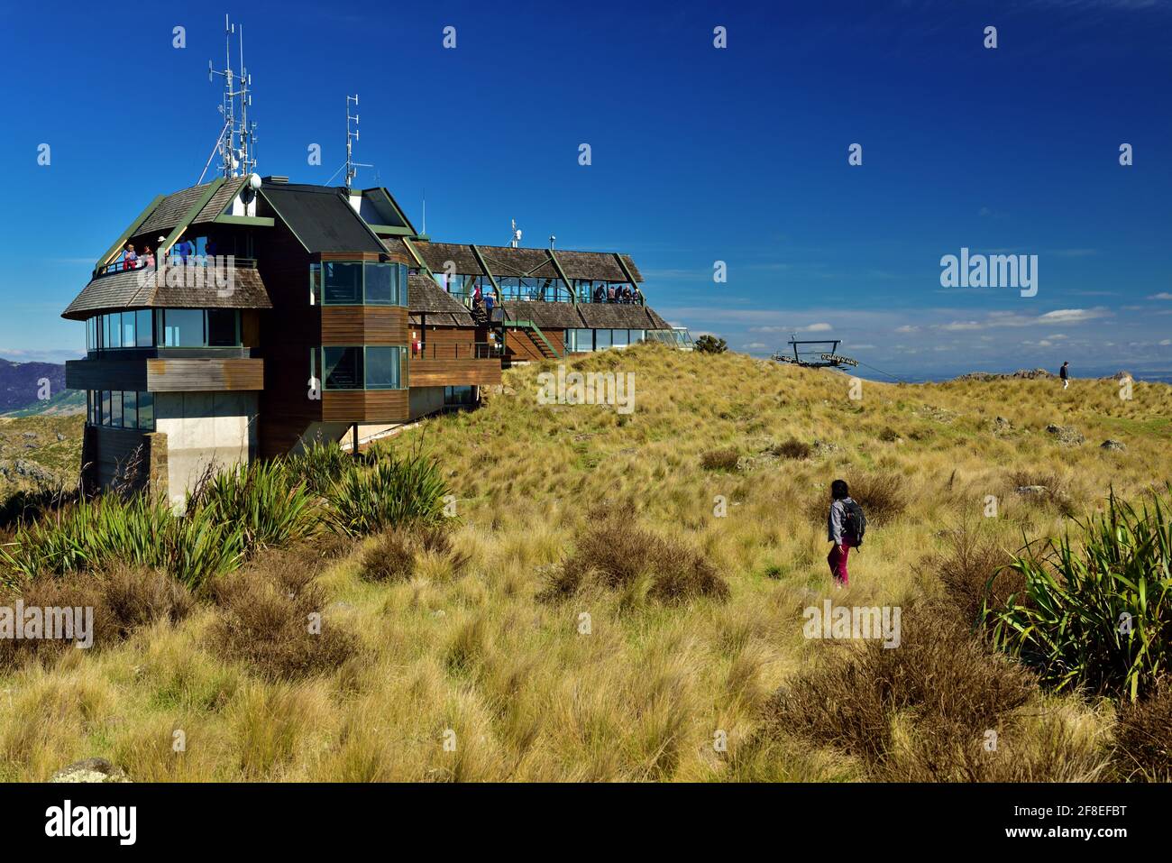 La Christchurch Gondola è un'attrazione turistica a Christchurch, Nuova Zelanda. La base della gondola si trova nella valle di Heathcote, e attraversa la s. Foto Stock