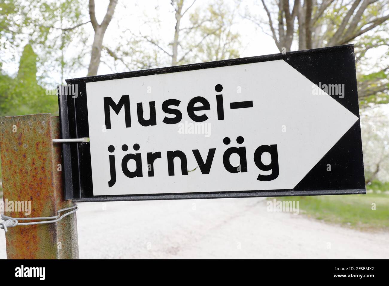 Ferrovia utilizzata per il segno ferroviario storico in svedese. Foto Stock