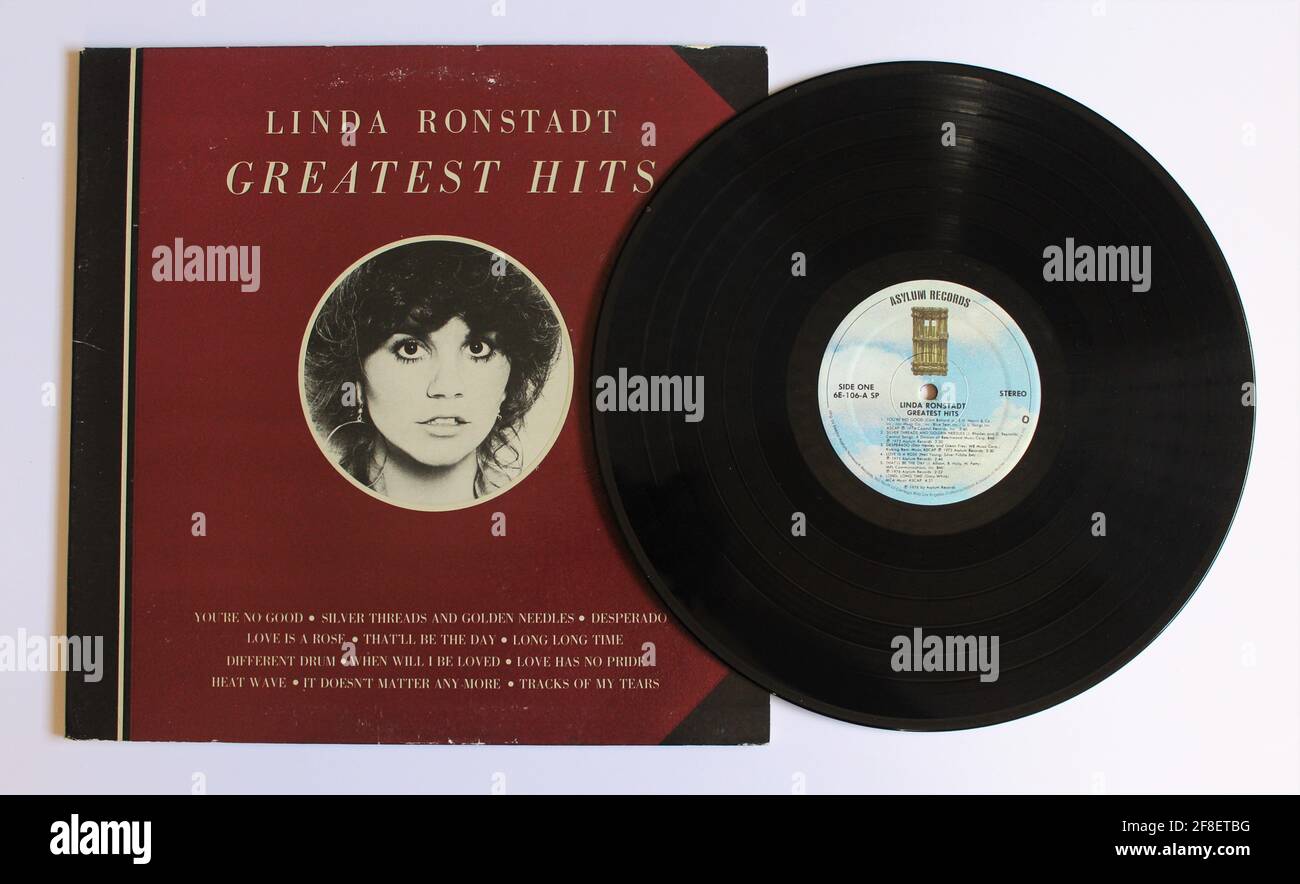 Rock, country rock e folk rock artista, Linda Ronstadt album di musica su disco vinile LP. Titolo: Copertina dell'album Greatest Hits Foto Stock