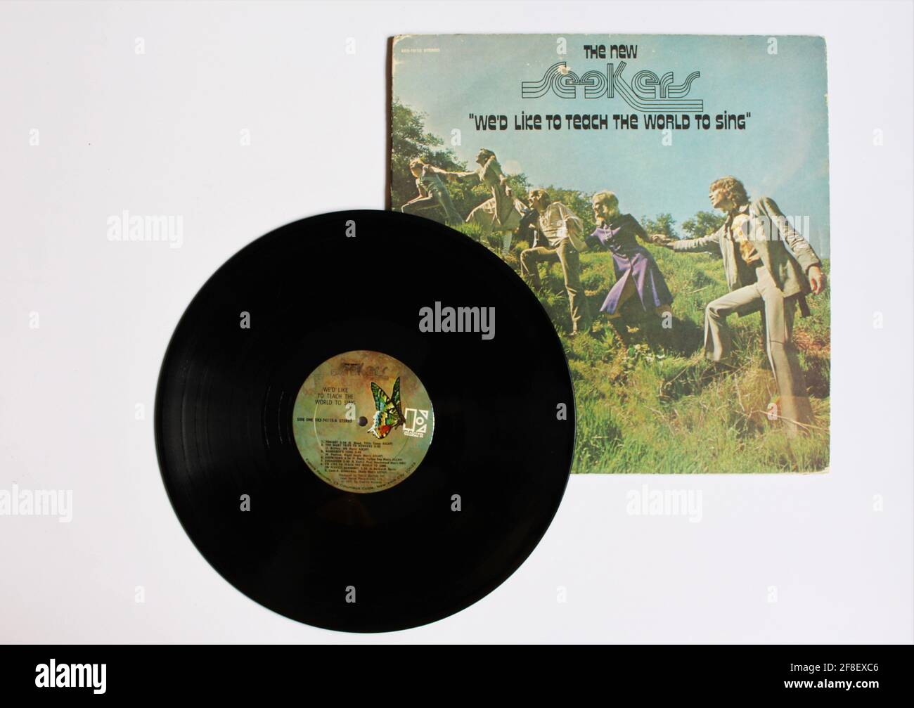 British Pop and MOR band, l'album musicale New Seekers su disco LP con dischi in vinile. Titolo: Vorremmo Teach the World to Sing Foto Stock