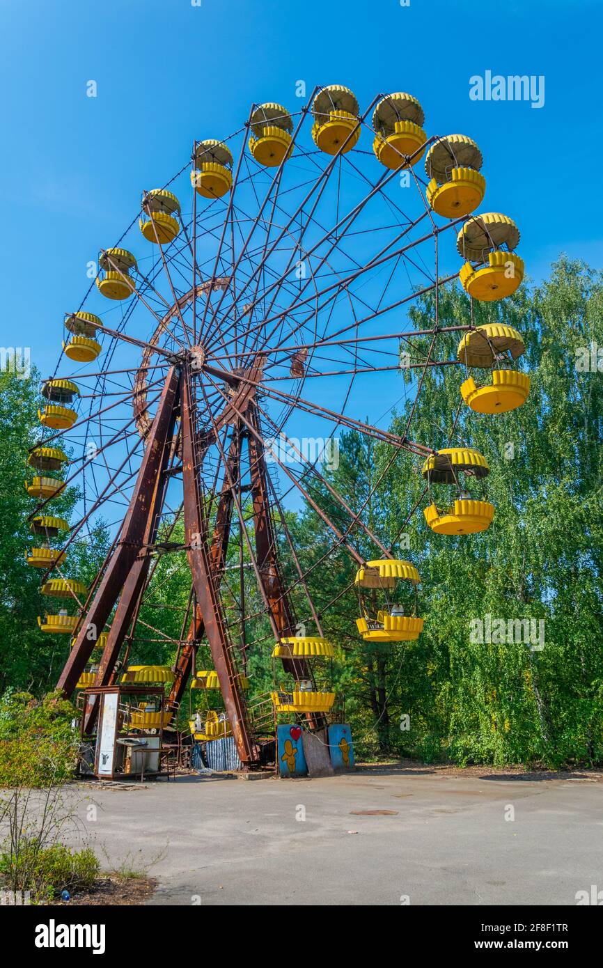 Ruota panoramica al parco divertimenti Pripyat in Ucraina Foto Stock