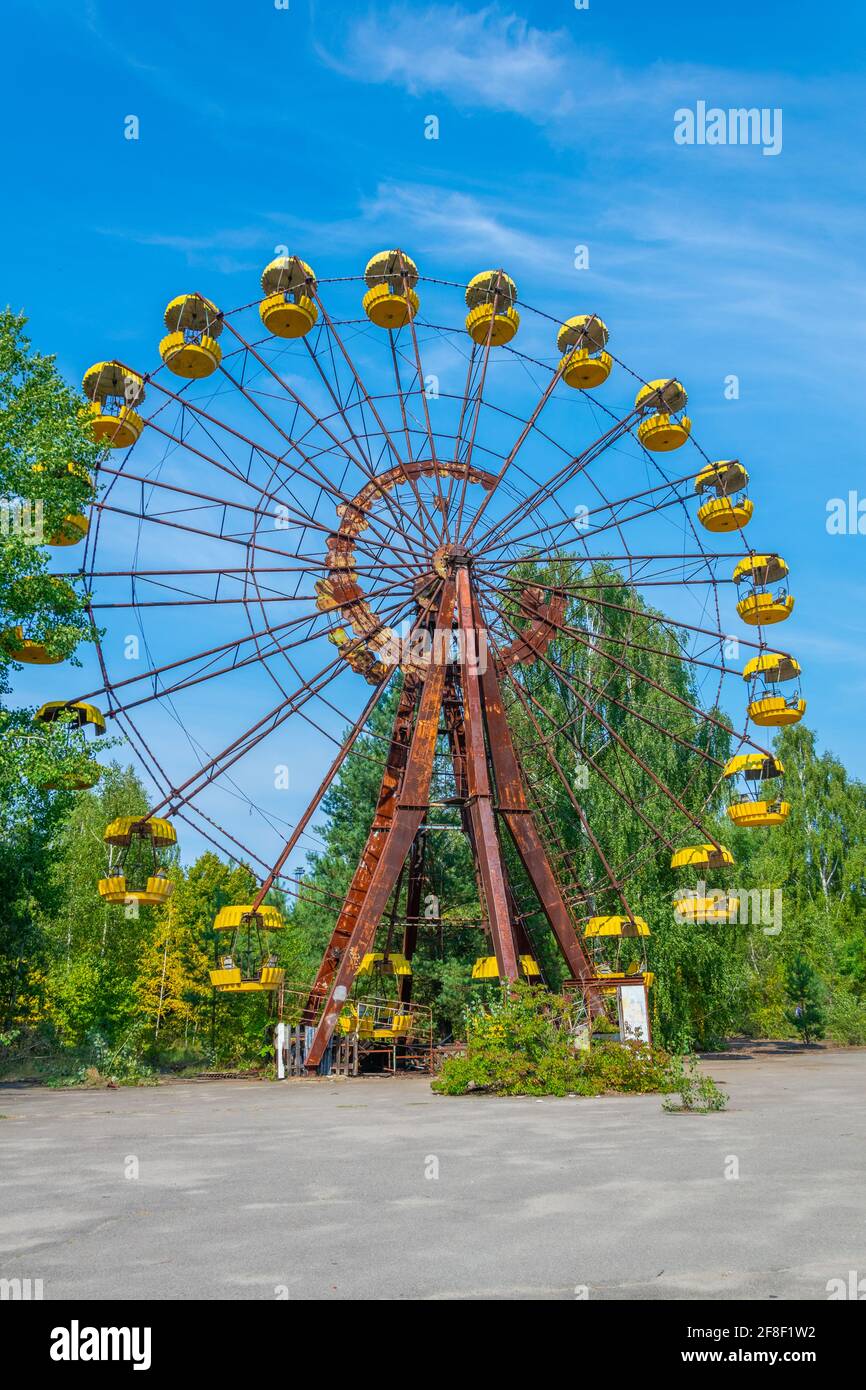 Ruota panoramica al parco divertimenti Pripyat in Ucraina Foto Stock