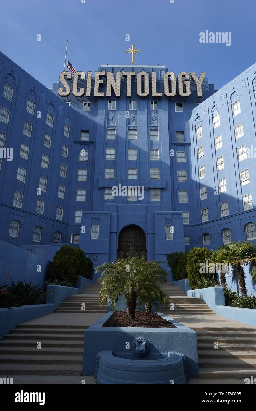 La Chiesa di Scientology, lunedì 5 aprile 2021, a Los Angeles. Foto Stock