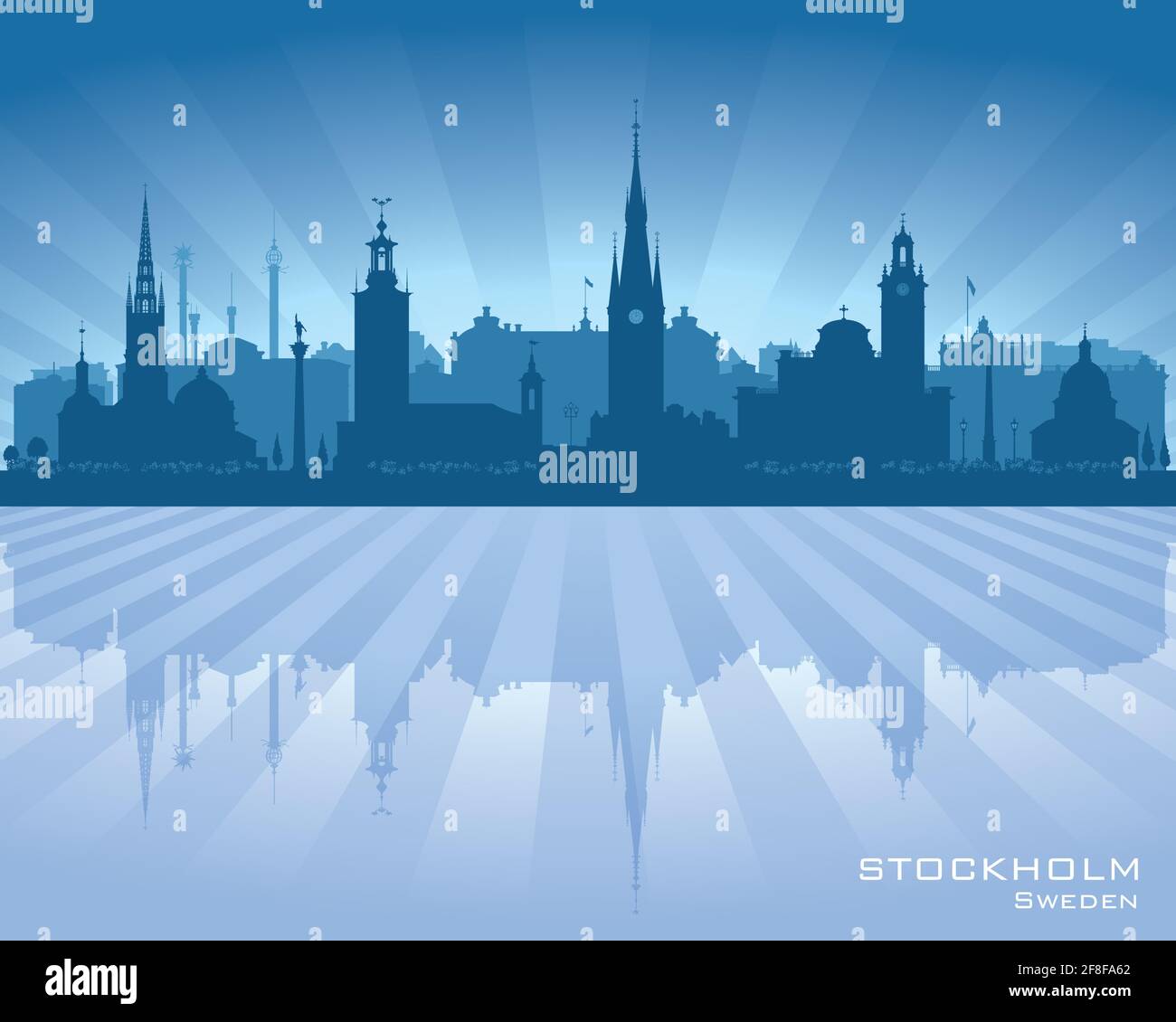 Stoccolma Svezia città skyline figura vettoriale silhouette Illustrazione Vettoriale