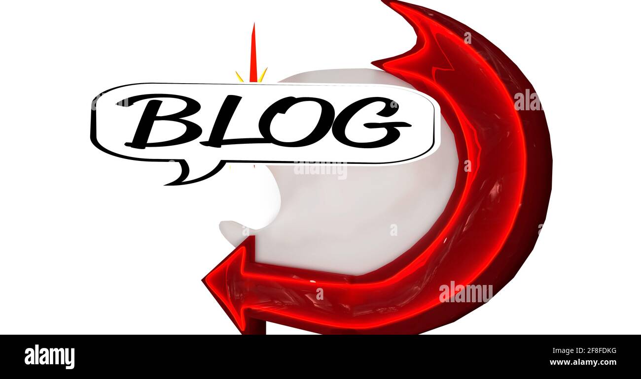 Bolla del discorso del blog su sfondo bianco, Internet, social media, e il concetto di blogging Foto Stock