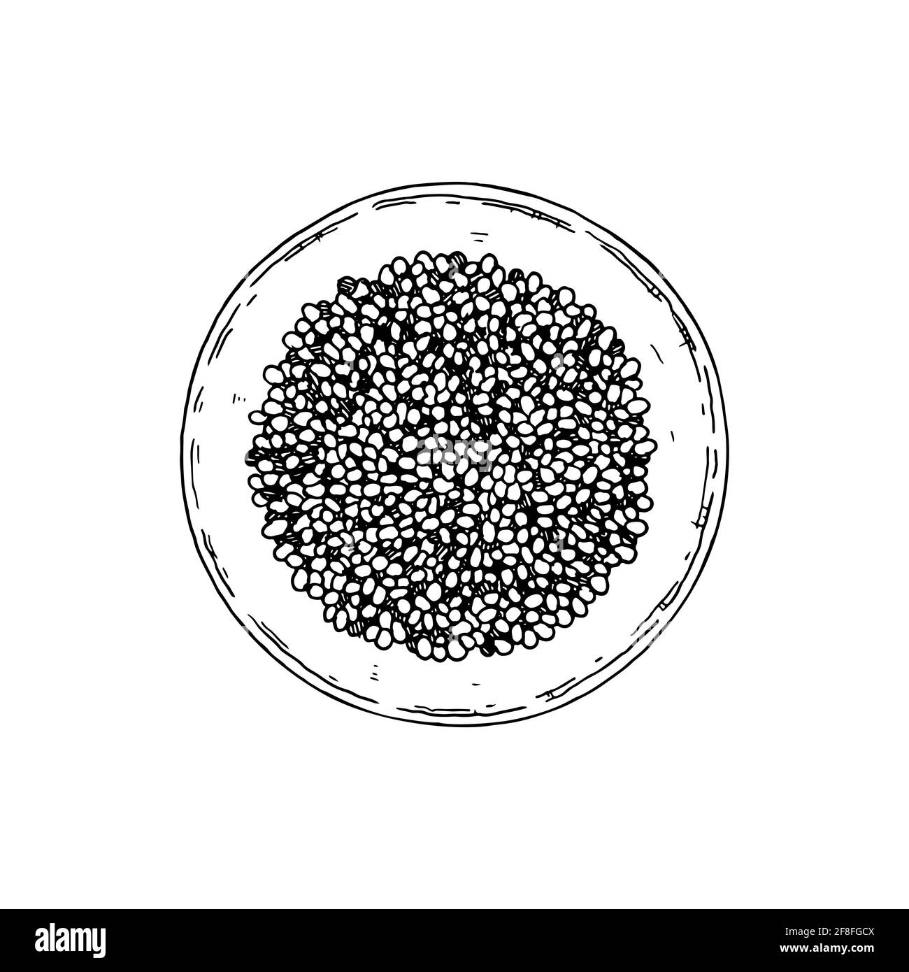 Ciotola per cereali disegnata a mano isolata su sfondo bianco. Illustrazione vettoriale nello stile di schizzo Illustrazione Vettoriale