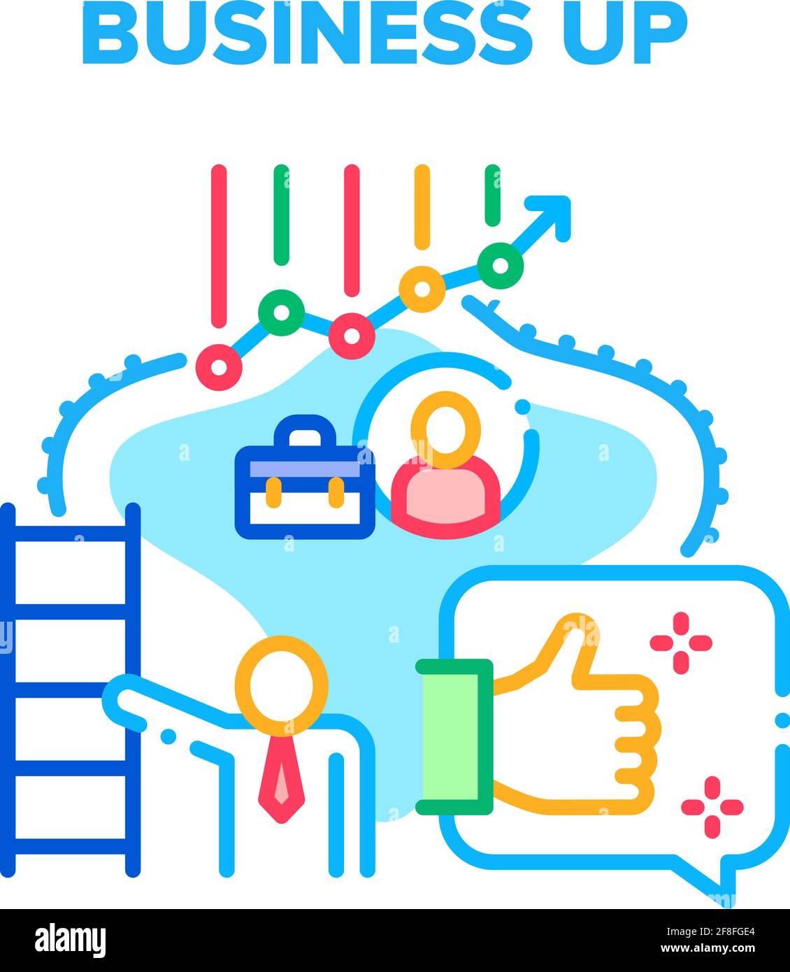 Business Up Vector Concept Colour Illustration Illustrazione Vettoriale