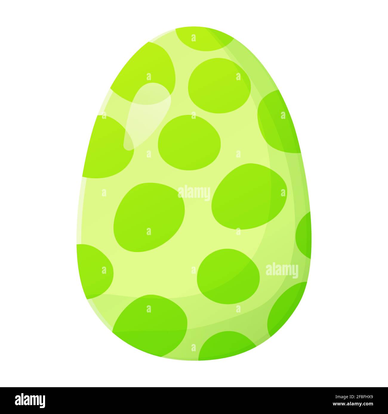 Carino uovo di Pasqua realistico dipinto con motivo verde pallino di polka fatto a mano. Può essere utilizzato come elemento di caccia pasquale per banner Web, poster e pagine Web Illustrazione Vettoriale