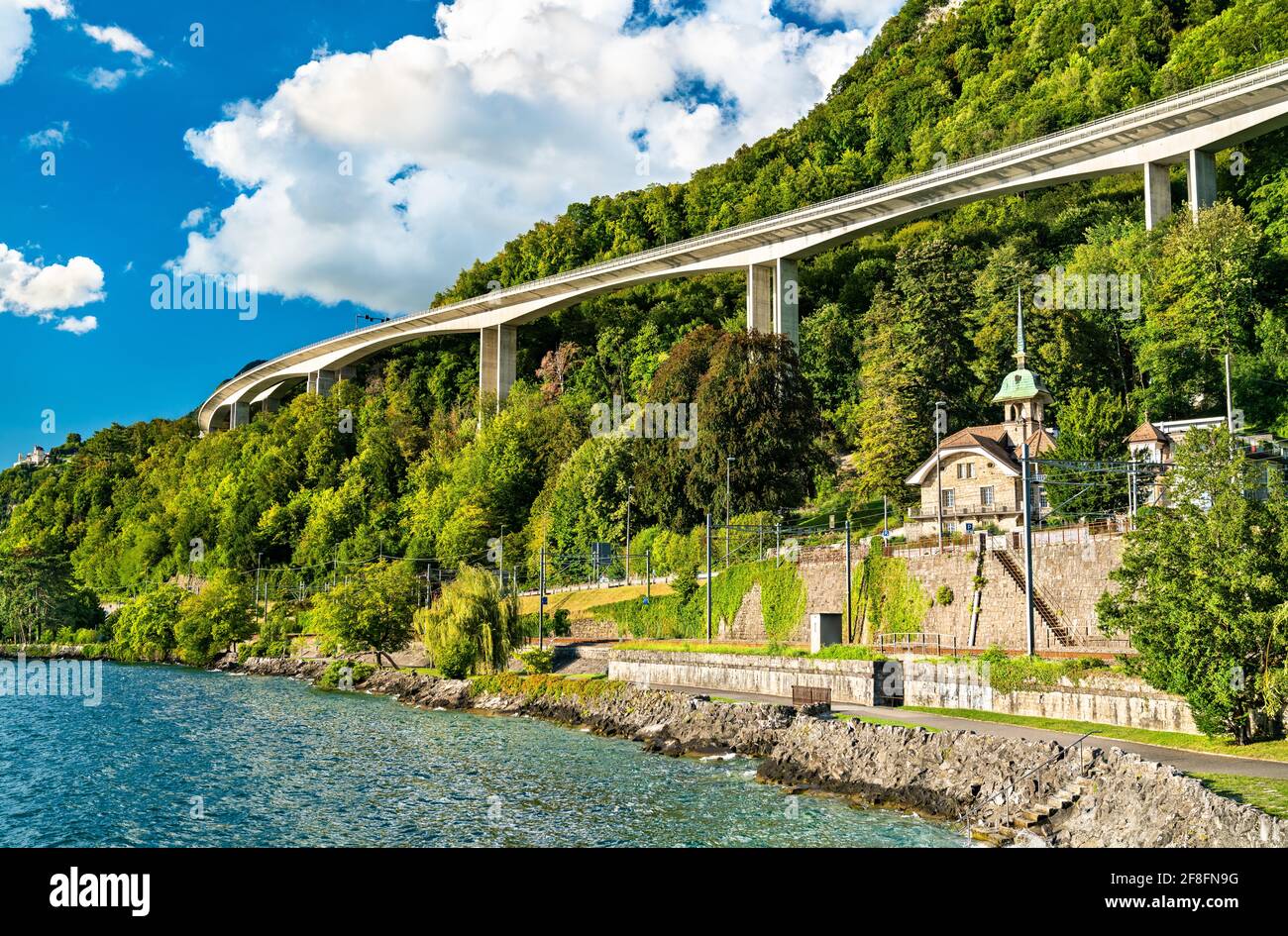 Casa sul Lago di Ginevra in Svizzera Foto Stock