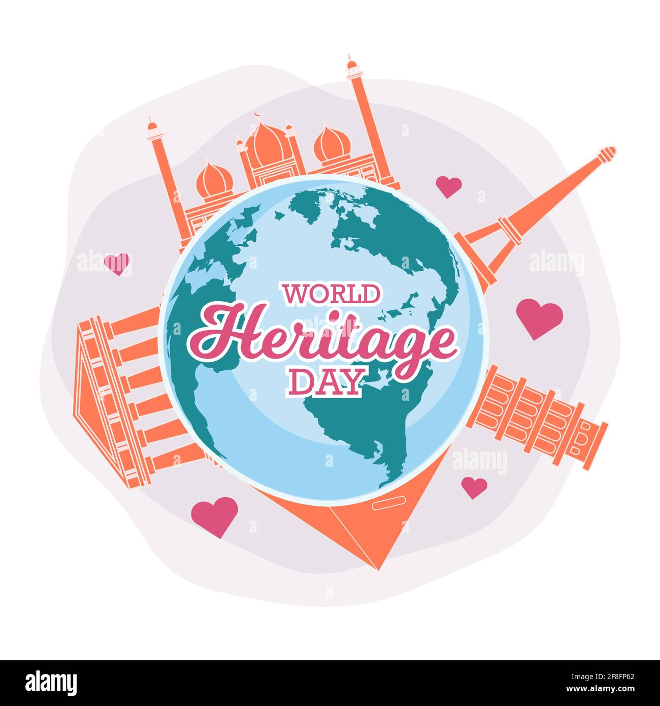 Poster della Giornata del Patrimonio Mondiale, banner vettoriale Illustrazione Vettoriale