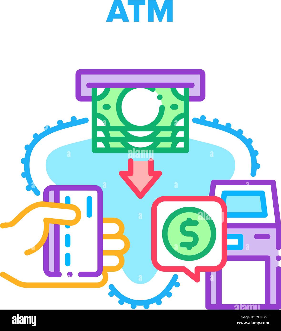 Illustrazione del colore di concetto di Vector di Bancomat Illustrazione Vettoriale