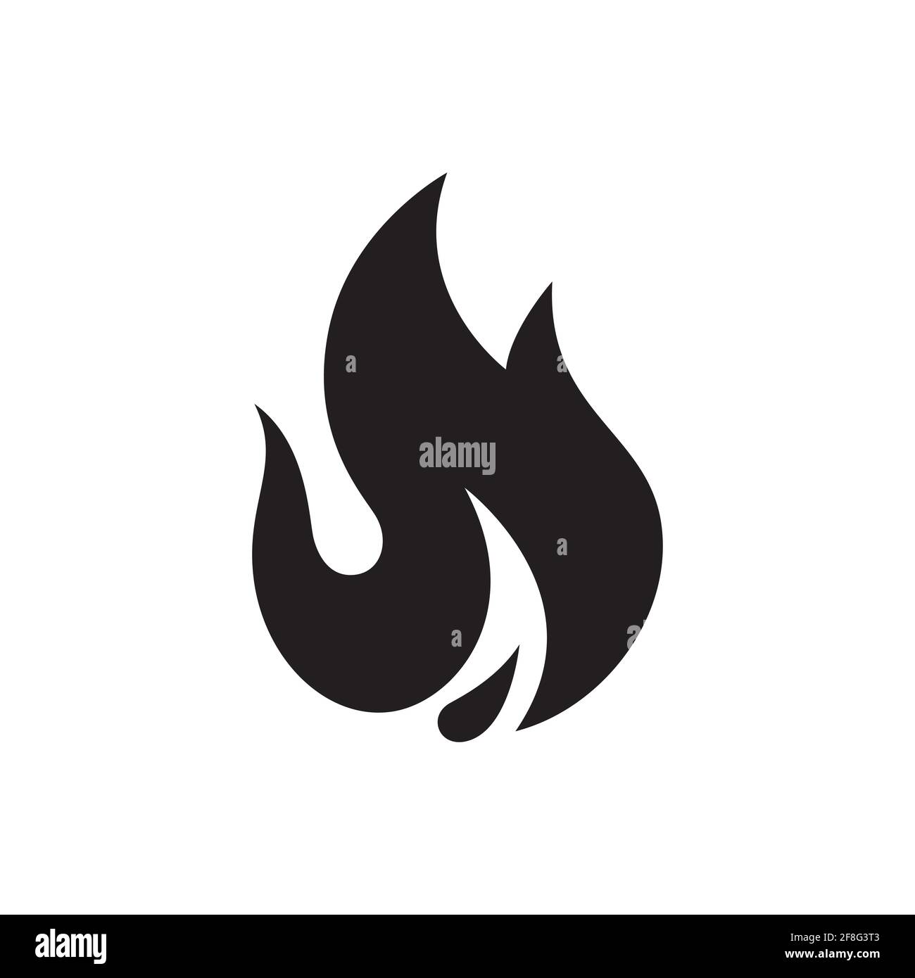 La silhouette nera a fiamma è isolata su sfondo bianco. Una forma vettoriale nera, EPS 10. Illustrazione Vettoriale