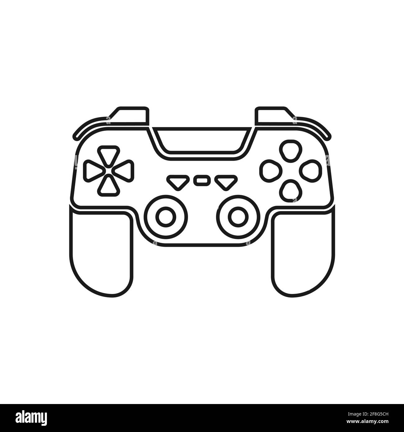 La sagoma nera del gamepad è isolato su uno sfondo bianco. Il concetto è video o giochi per computer. Illustrazione Vettoriale