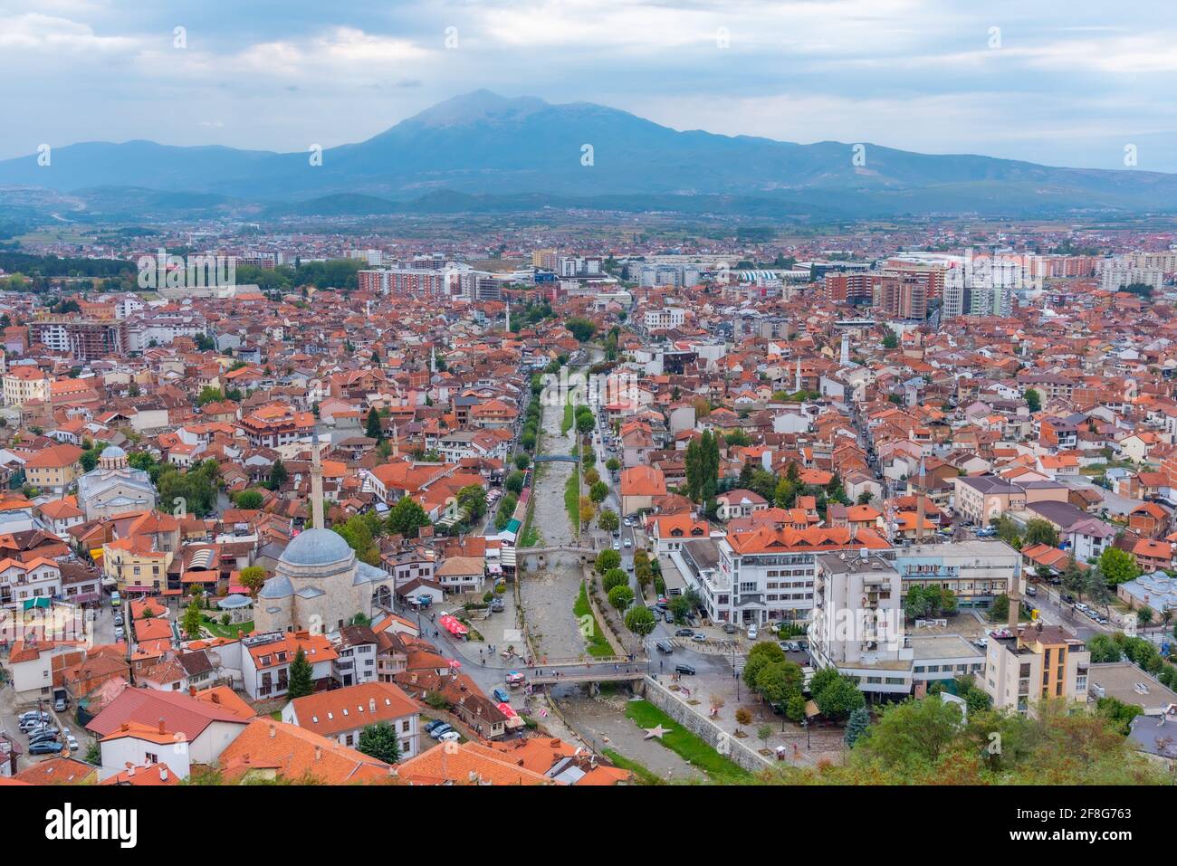 Vista aerea della città di Prizren in Kosovo Foto Stock