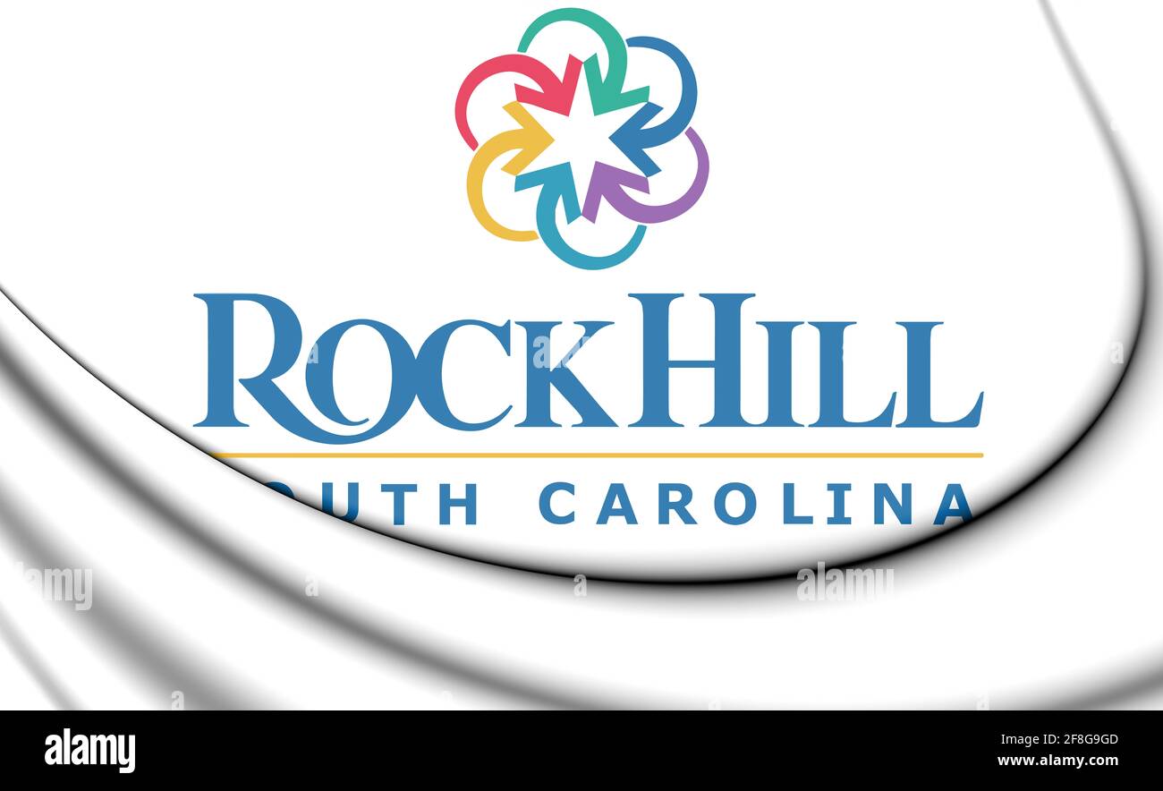 Emblema 3D di Rock Hill (Carolina del Sud), Stati Uniti. Illustrazione 3D. Foto Stock
