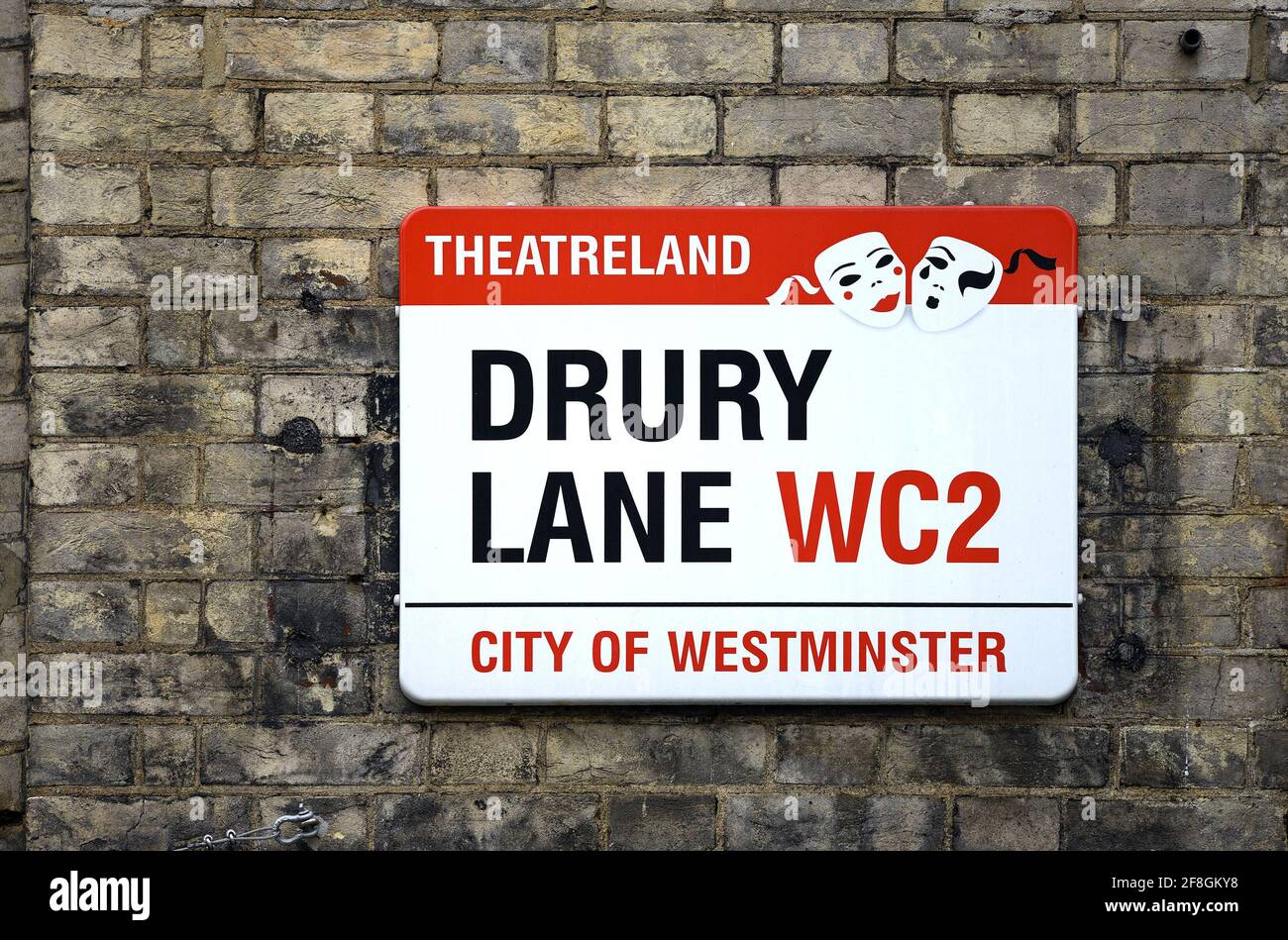 Londra, Inghilterra, Regno Unito. Cartello stradale: Drury Lane, WC2 Foto Stock
