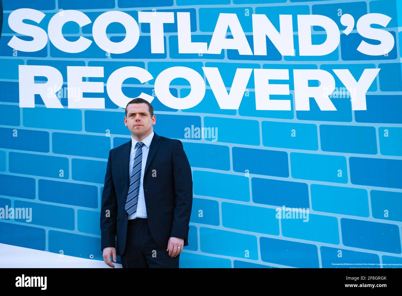 Edimburgo, Scozia, Regno Unito. 14 aprile 2021. Il leader dei conservatori scozzesi Douglas Ross e Ruth Davidson lanciano oggi a Edimburgo la campagna di voto per la lista dei partiti dei conservatori scozzesi. Iain Masterton/Alamy Live News Foto Stock