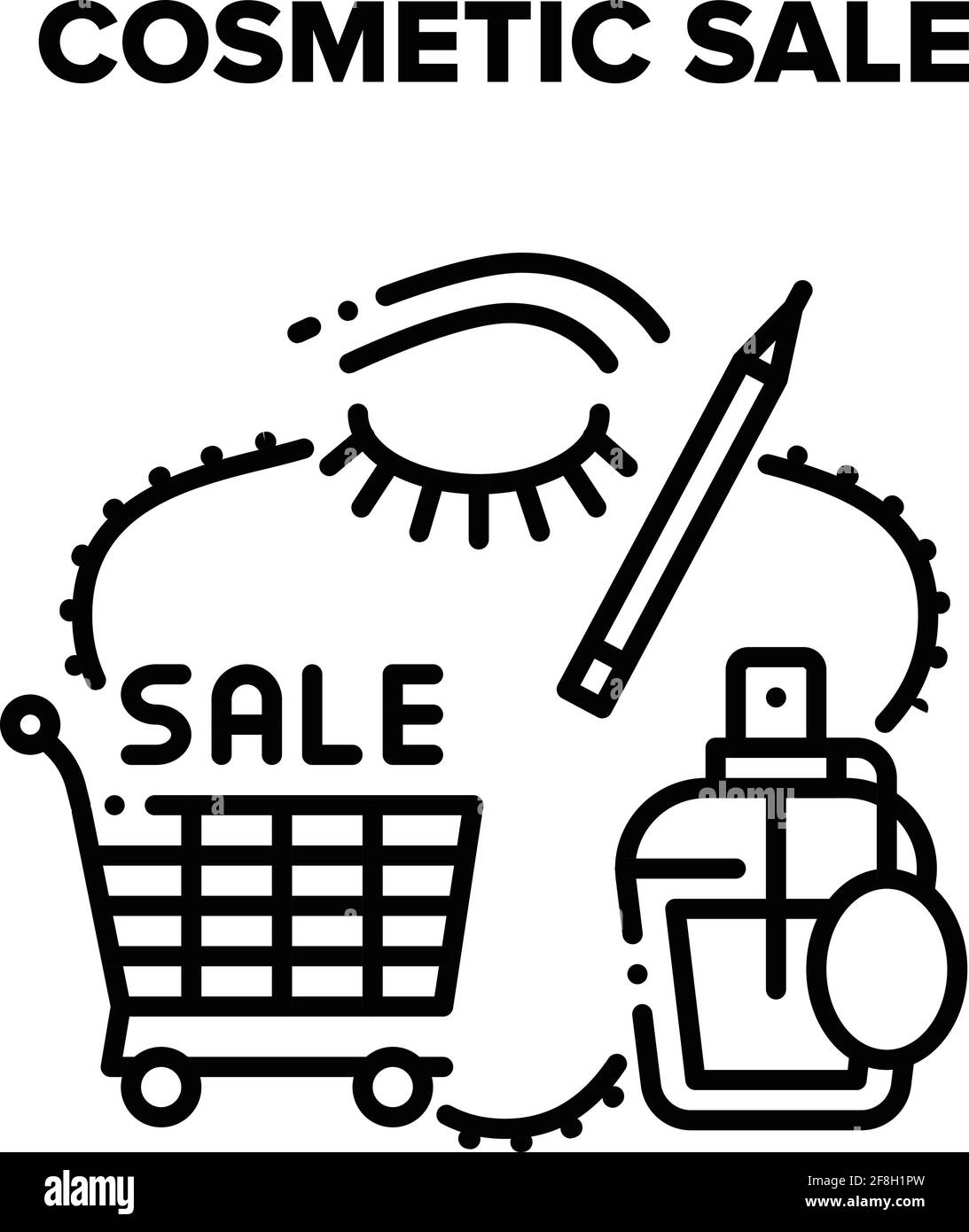 Illustrazione Vector Black per la vendita cosmetica Illustrazione Vettoriale