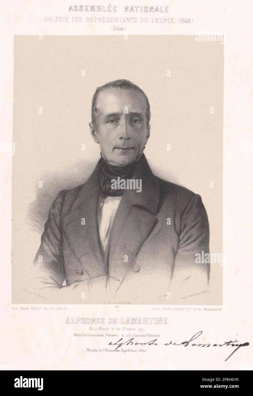 Lamartine, Alphonse Marie Louis de Prat de. Foto Stock