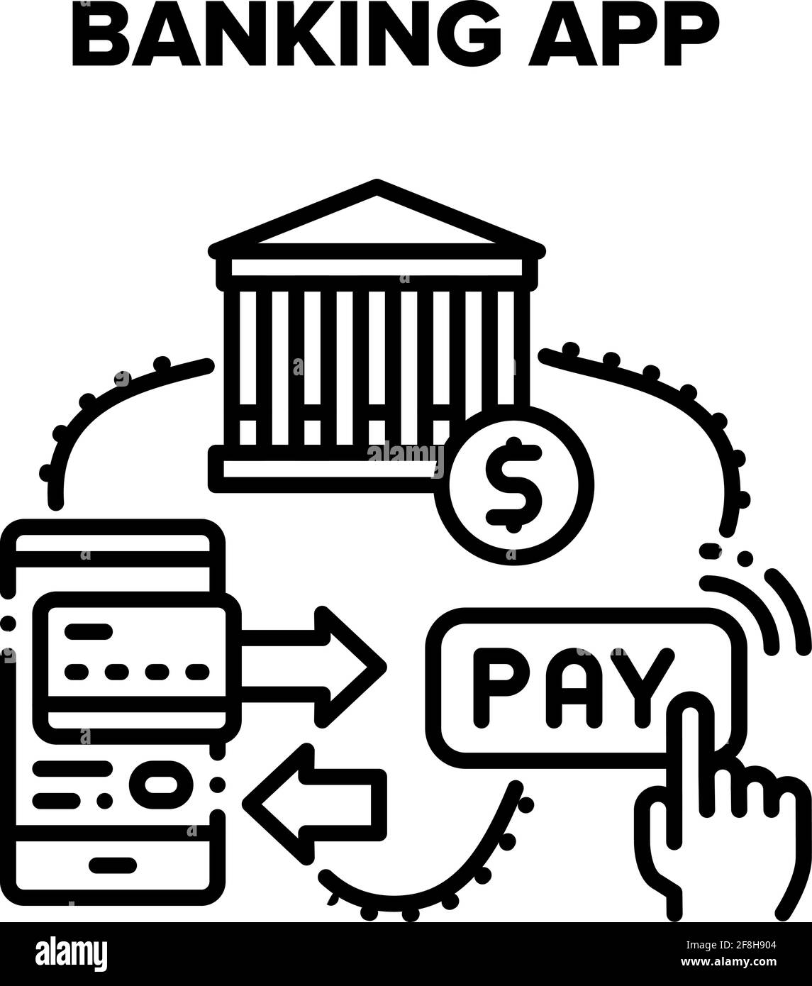 Illustrazione di Banking App Vector Black Illustrazione Vettoriale
