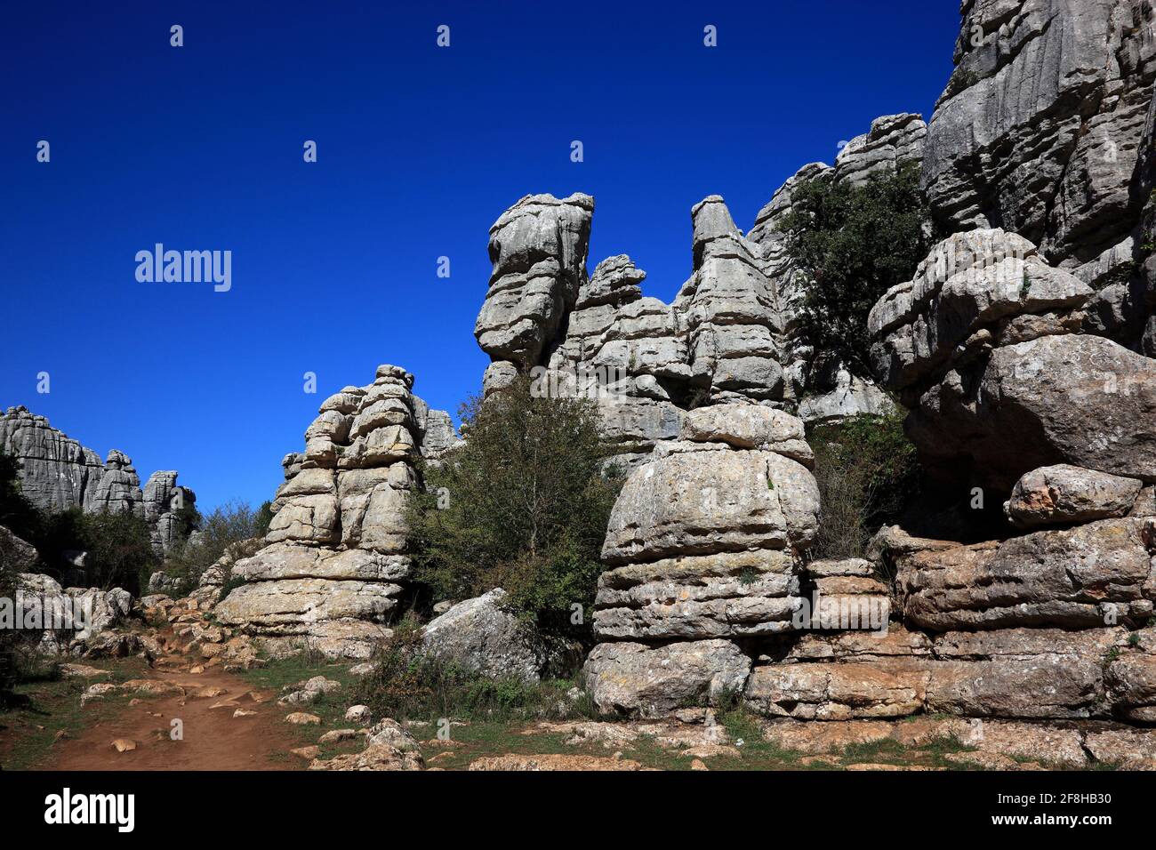 Formazioni rocciose bizzarre nel Parco Nazionale El Torca, Paraje Natural Torcal de Antequera, El Torcal de Antequera è una riserva naturale nella Sierra del To Foto Stock