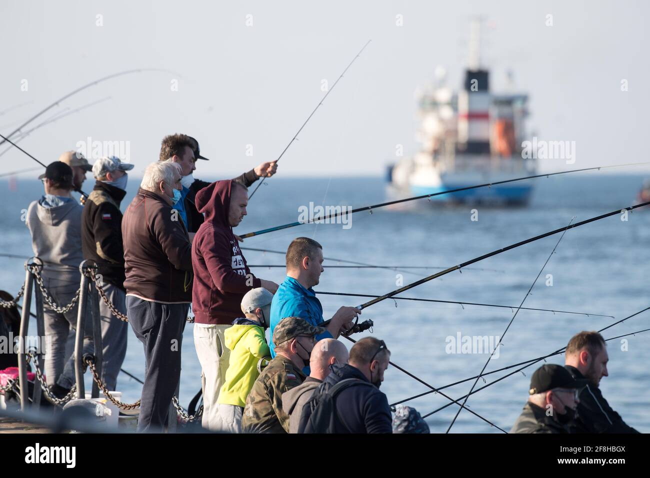 Pesca ricreativa a Danzica, Polonia. 31 Marzo 2021 © Wojciech Strozyk / Alamy Stock Photo Foto Stock