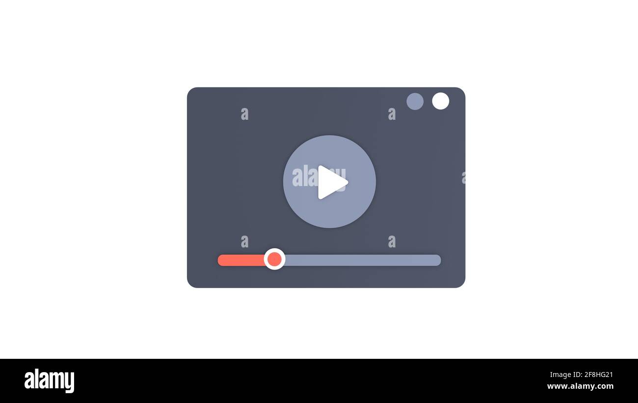 Illustrazione 3D del lettore video. Streaming di video online Foto Stock