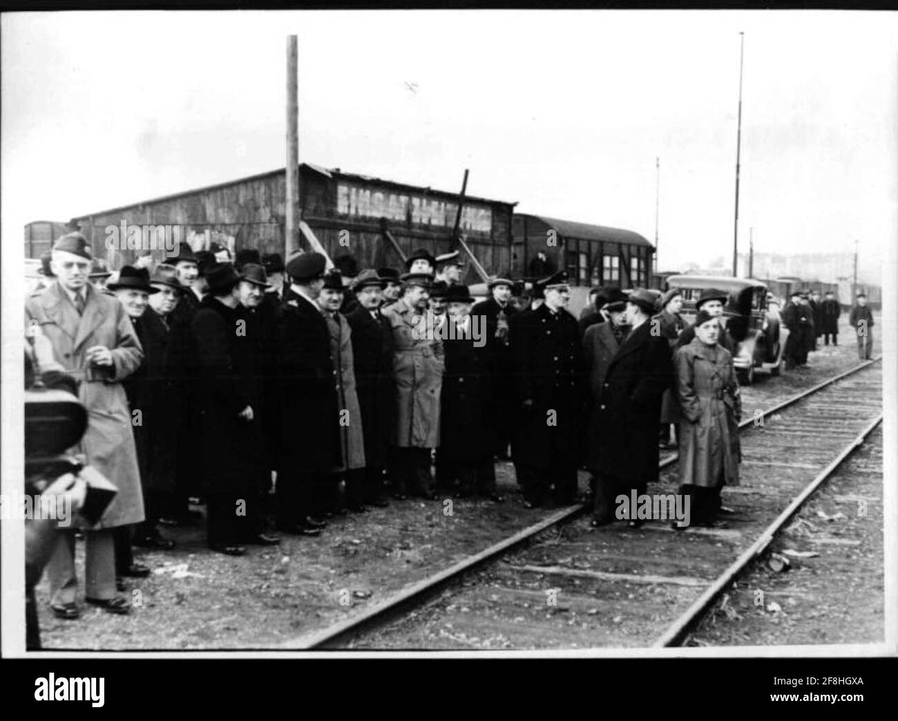 Arrivo del primo treno unrtra con grano. Foto Stock