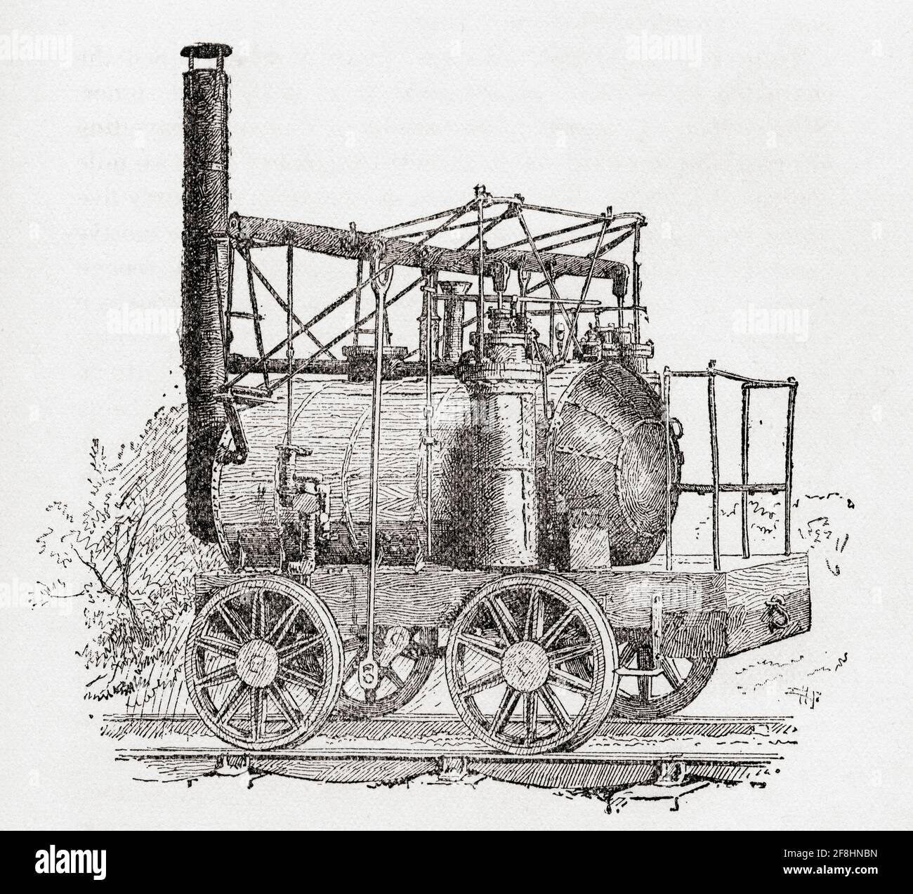 Puffing Billy, la locomotiva a vapore più antica del mondo, costruita nel 1813-1814. Da grandi ingegneri, pubblicato circa 1890 Foto Stock