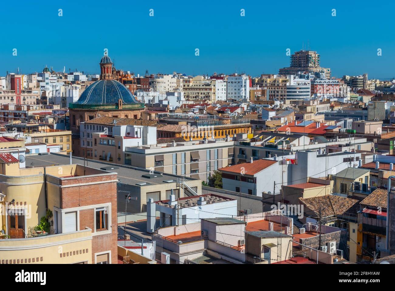 Valencia vista da Torres de Quart, Spagna Foto Stock