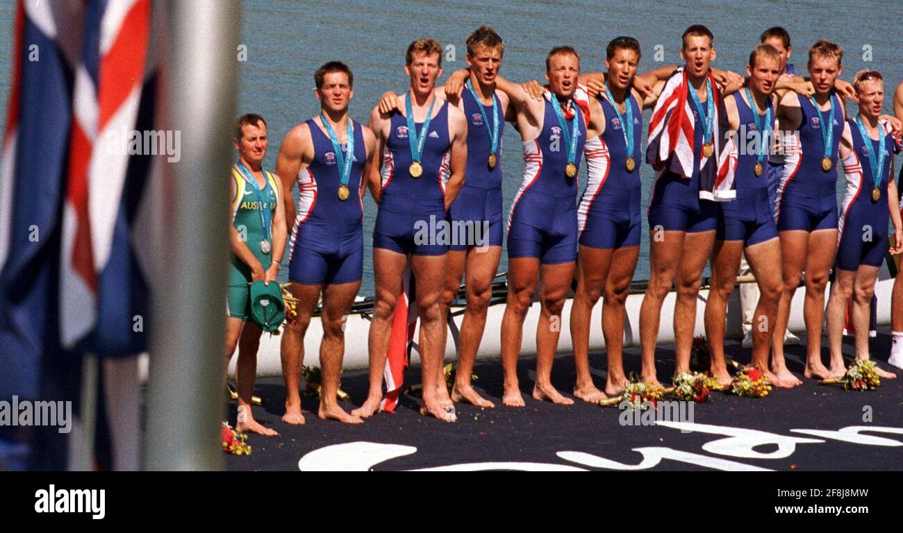 MENS OTTO FINALE. COX ROWLEY DOUGLAS, STEVE TRAPMORE, FRED SCARLETT, KIERAN WEST, LUKA GRUBOR, LOUIS ATTRILL, SIMON DENNIS, BEN HUNT-DAVIS E ANDREW LINDSAY DOPO AVER VINTO L'ORO. Foto Stock