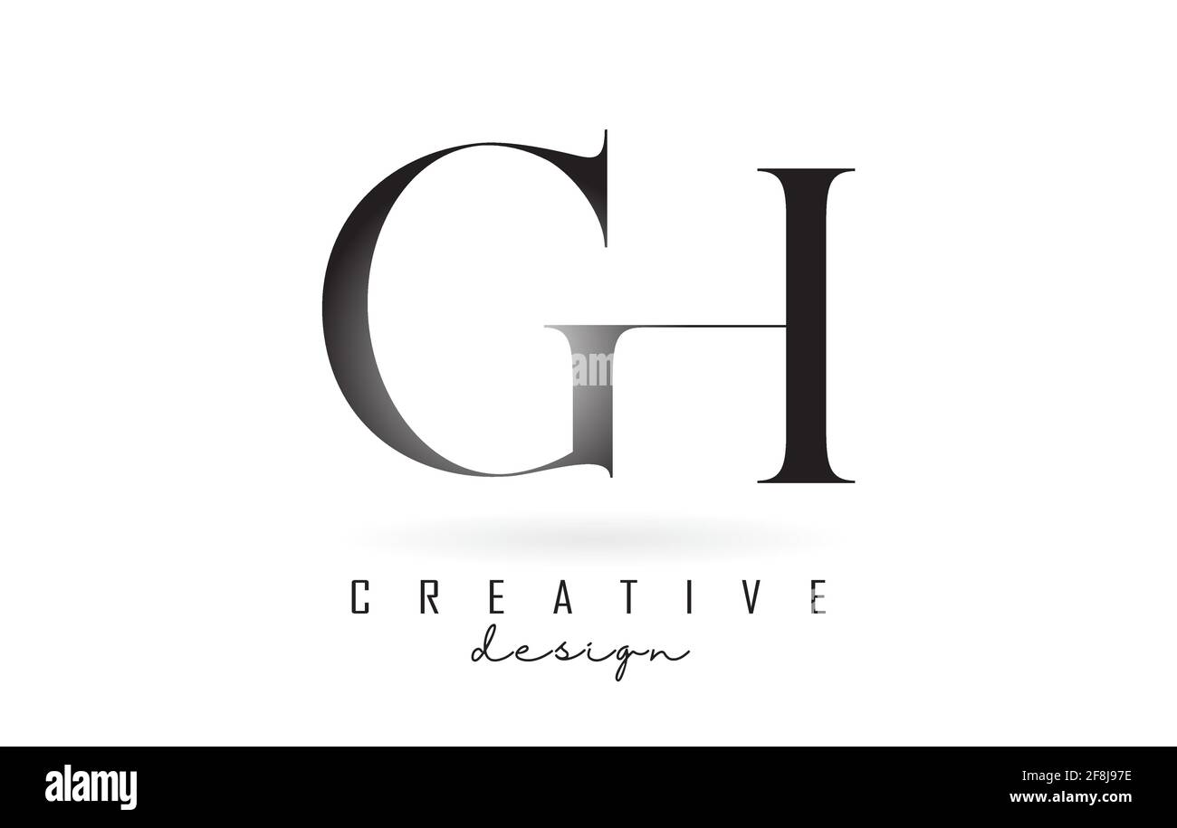 Logo GH g h design con carattere serif e stile elegante. Icona dell'illustrazione vettoriale con le lettere G e h. Illustrazione Vettoriale